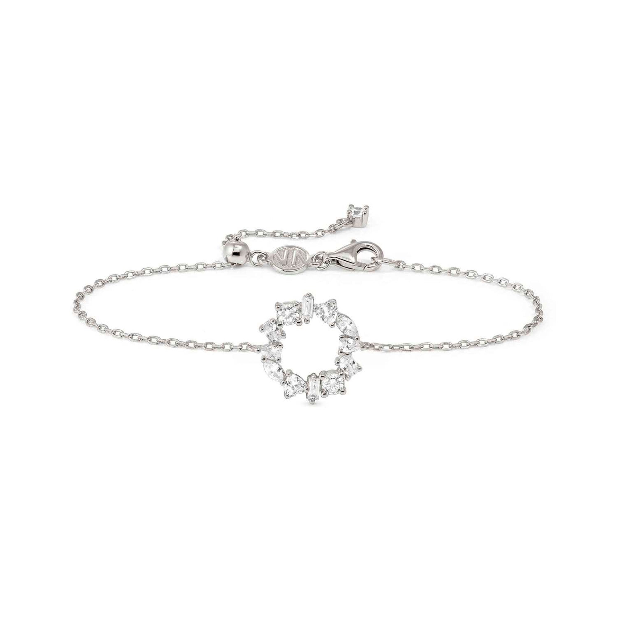 COLOUR WAVE bracelet, Mini 925 sterling silver (CIRCLE) and cubic zirconia WHITE fin. Silver