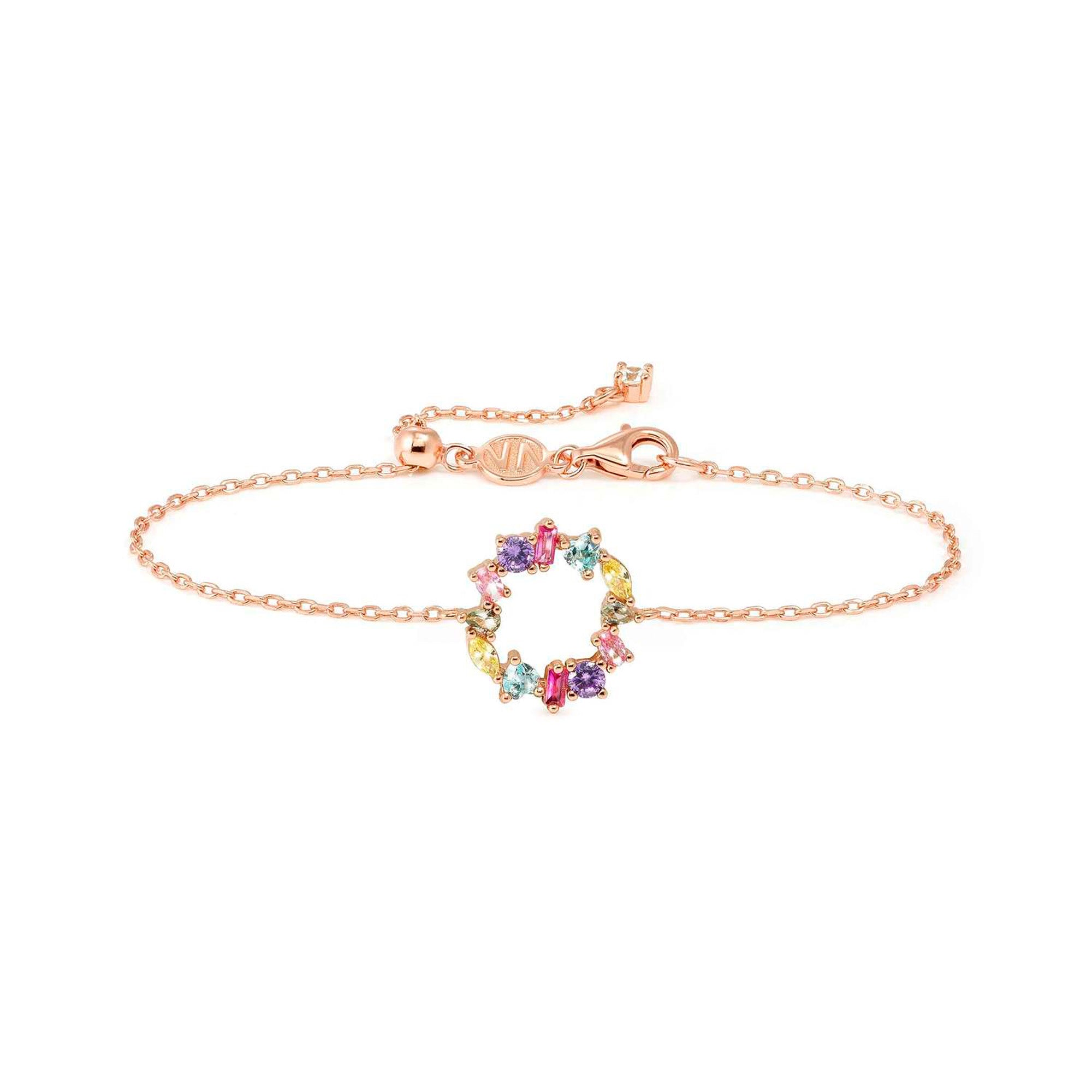 COLOUR WAVE bracelet, Mini 925 sterling silver (CIRCLE) and cubic zirconia MIXED Rose Gold fin.
