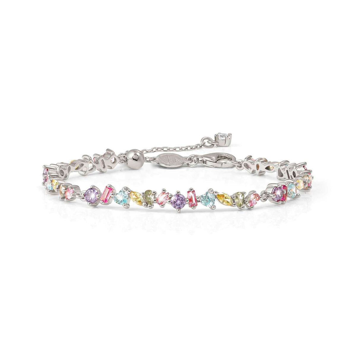 COLOUR WAVE bracelet, ed. Mini 925 sterling silver and cubic zirconia MIXED fin. Silver