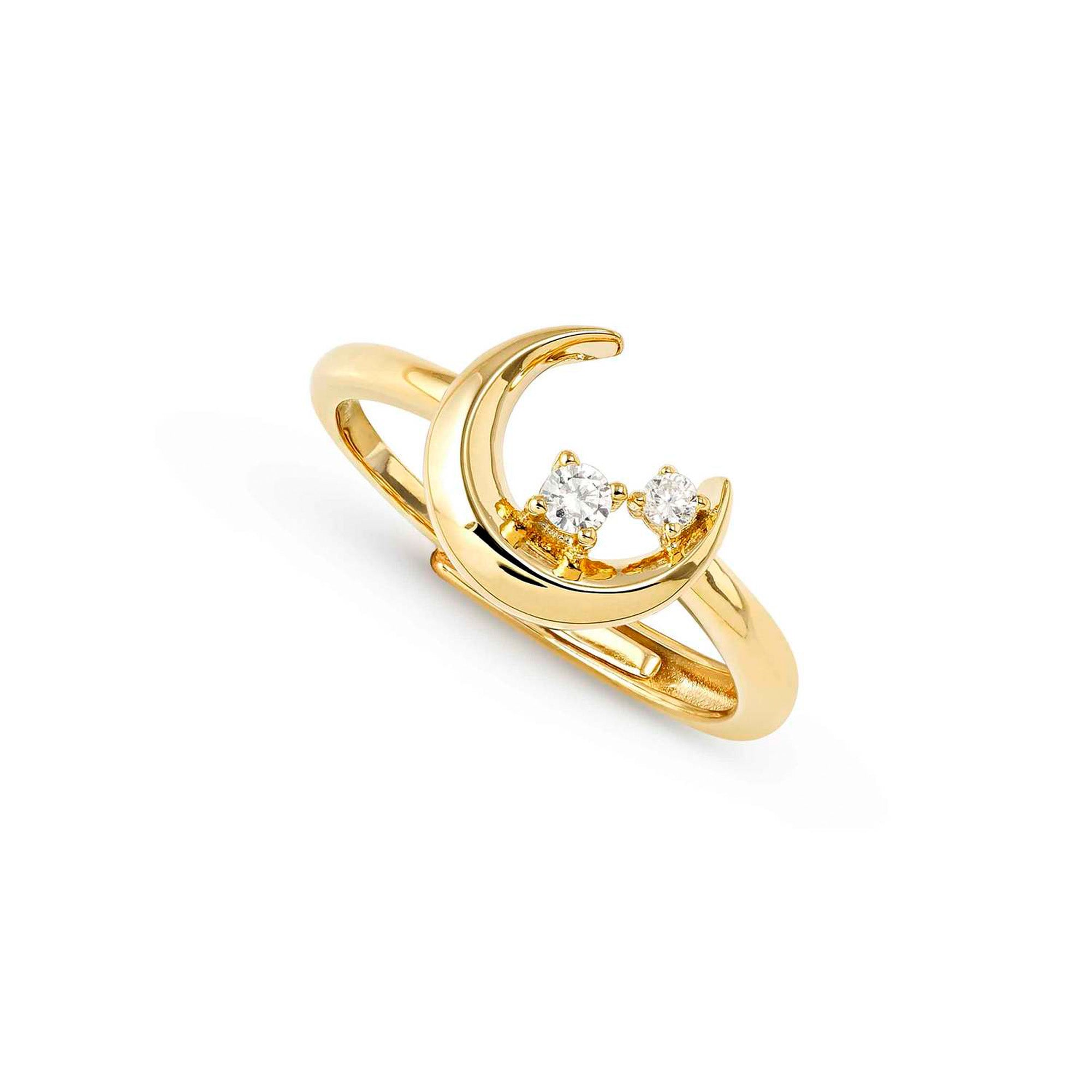 DREAMS BEATS ring in 925 sterling silver and cubic zirconia Gold Moon