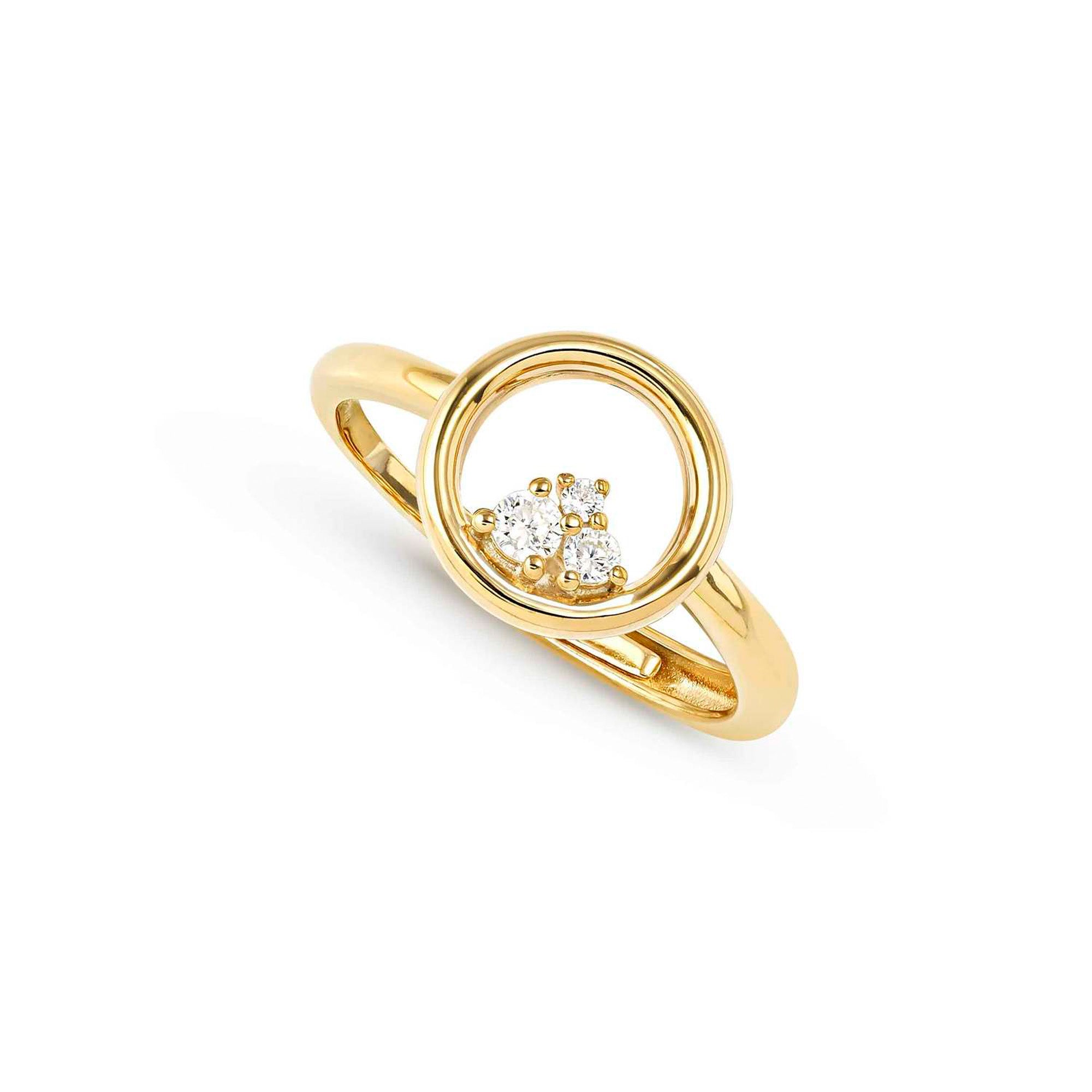 DREAMS BEATS ring in 925 sterling silver and cubic zirconia Yellow Gold Round