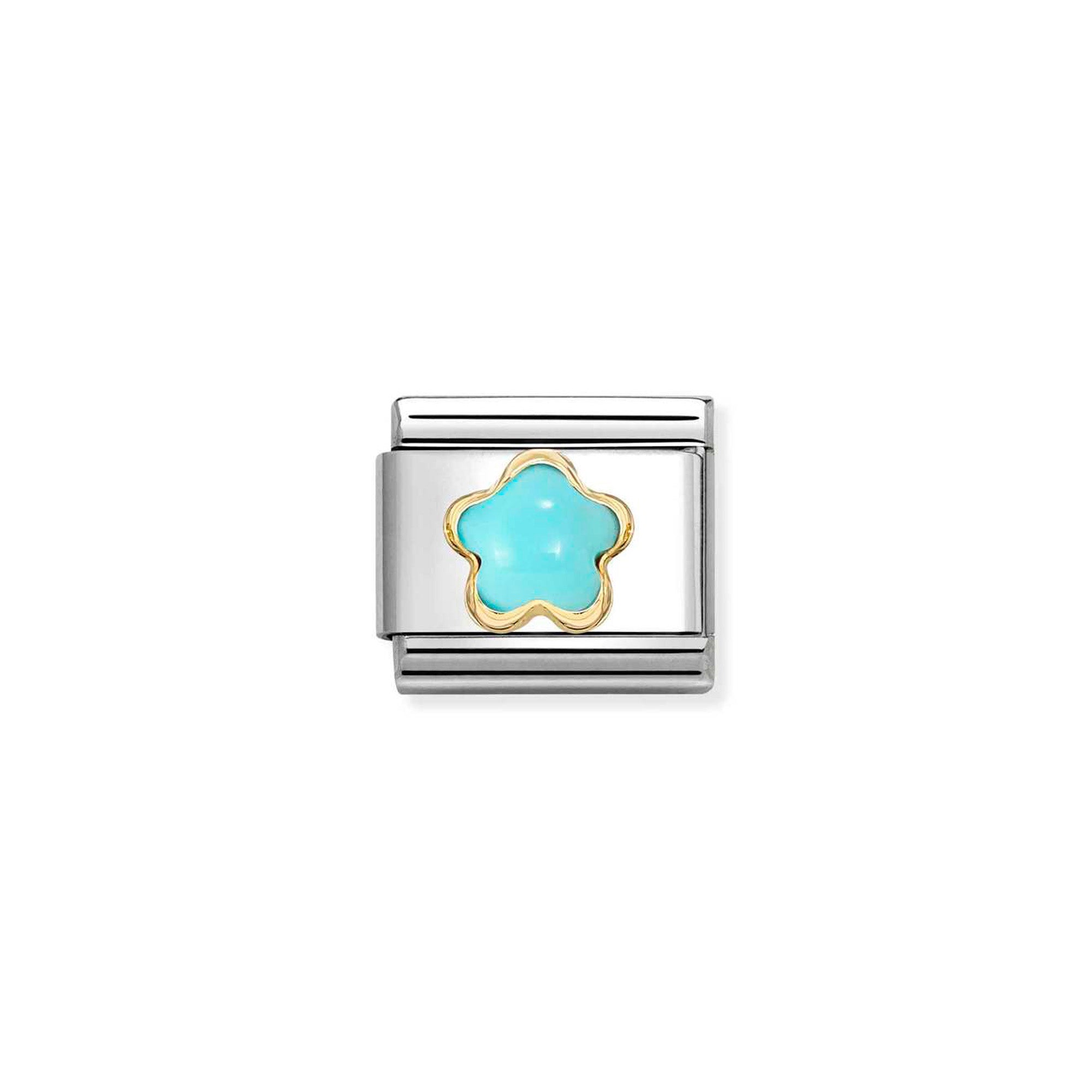 Charm, Composable Classic Link, Turquoise Flower