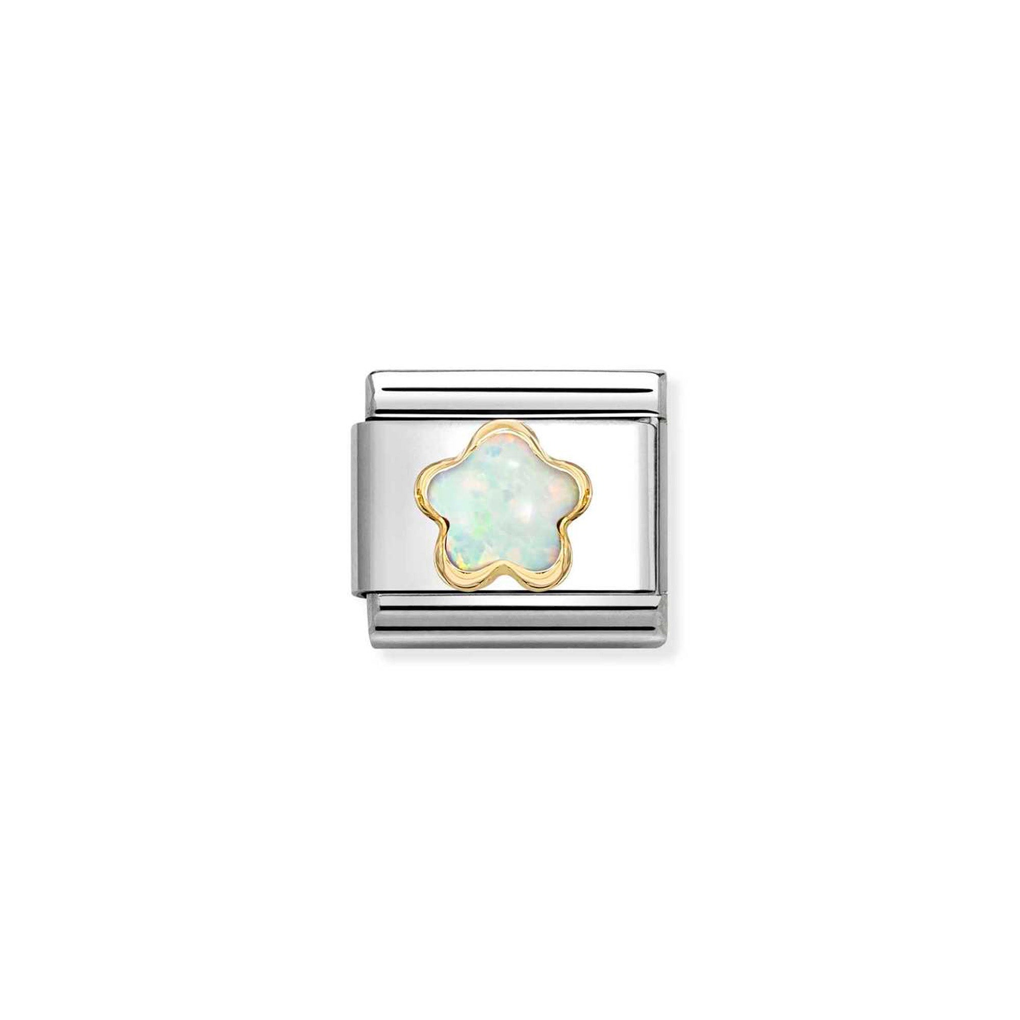 Charm, Composable Classic Link, White Opal Flower