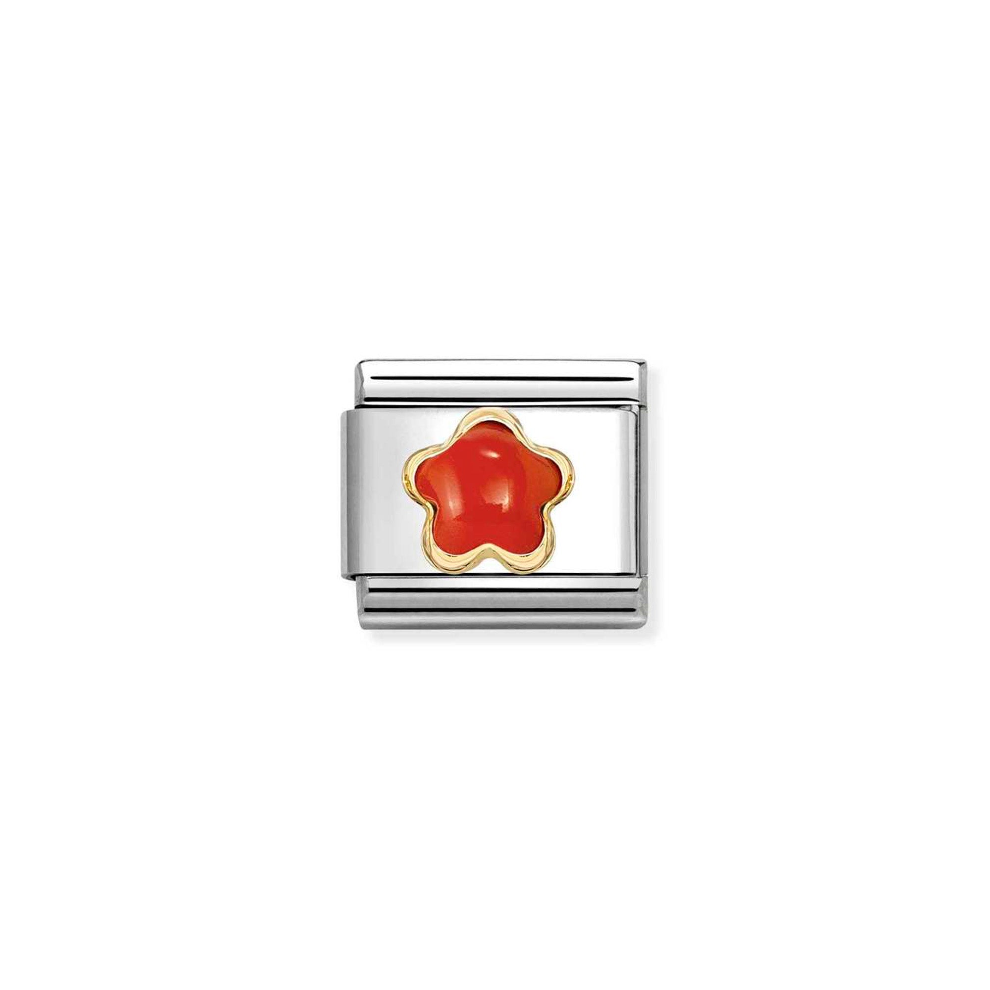 Charm, Composable Classic Link, Red Coral Flower