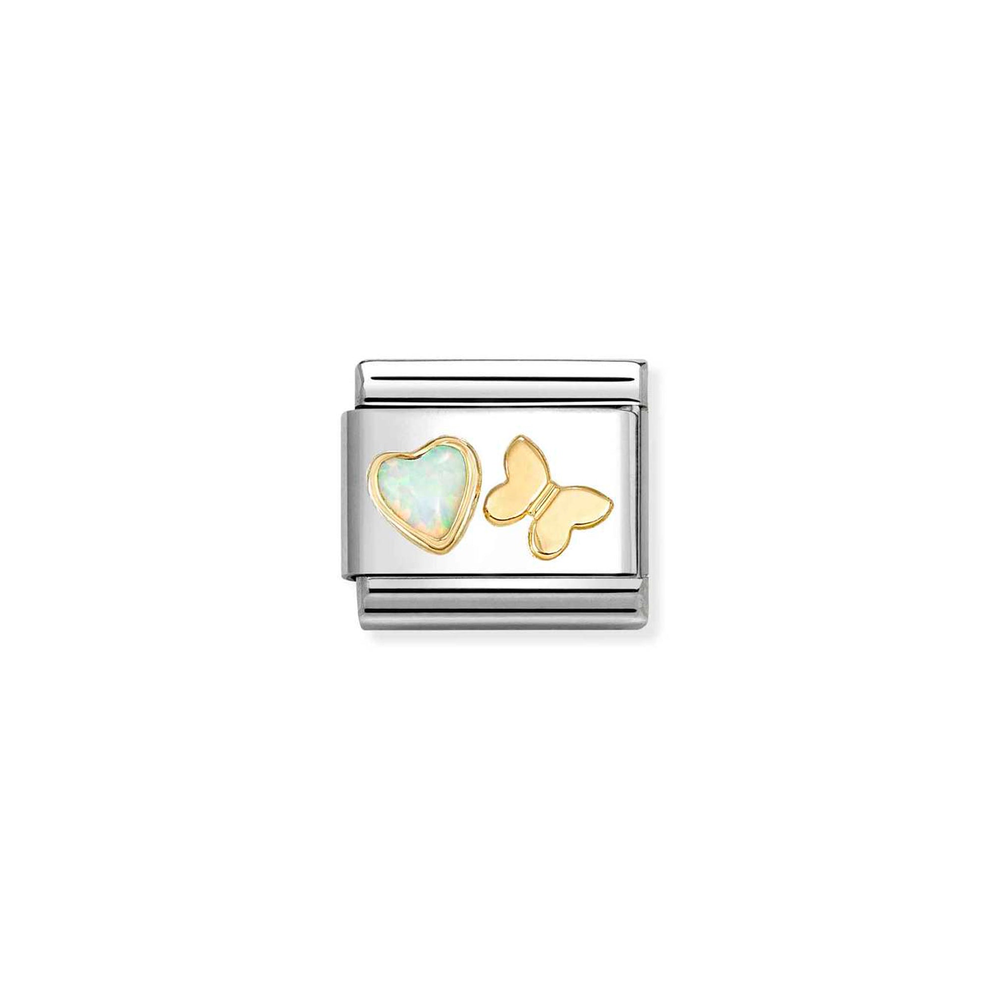 Charm, Composable Classic Link, White Opal Heart, Butterfly