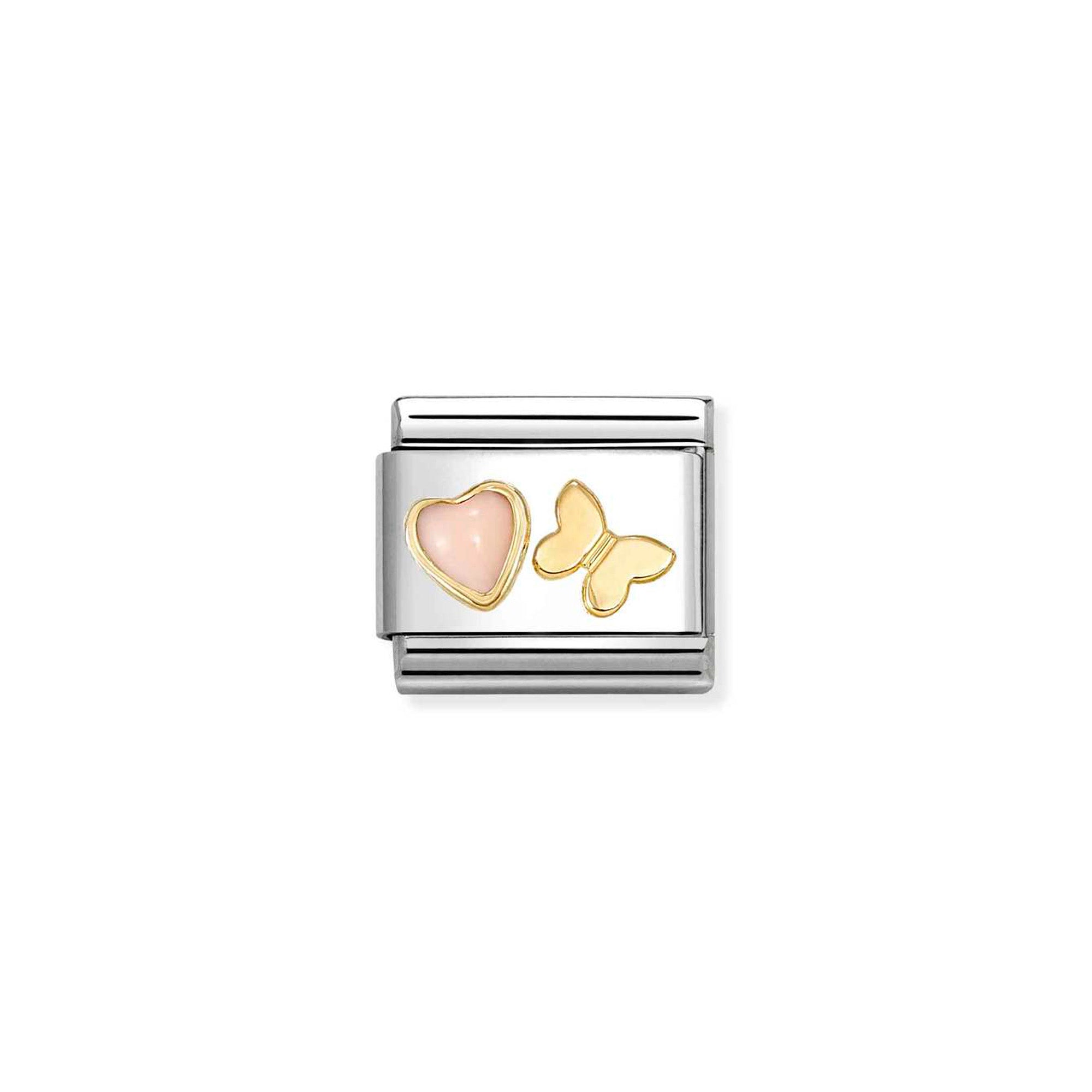 Charm, Composable Classic Link, Pink Coral Heart, Butterfly