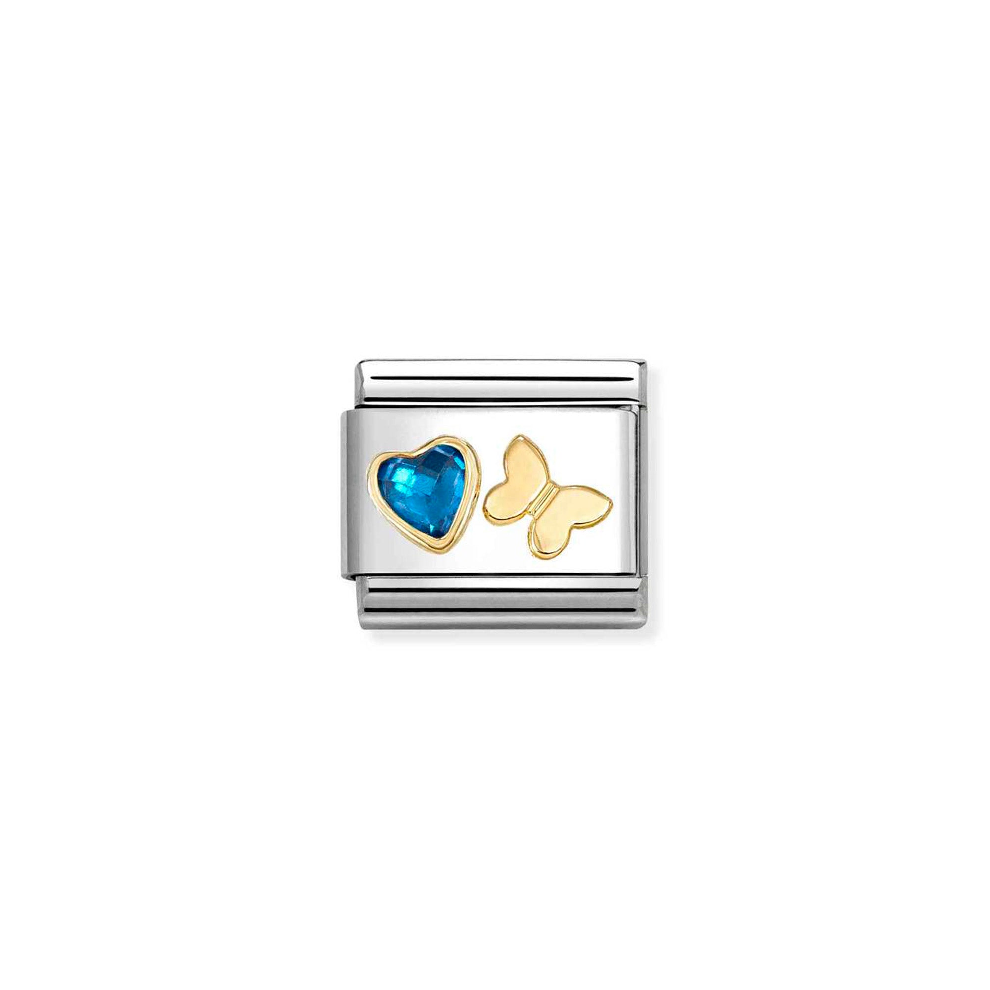 Charm, Composable Classic Link, Blue CZ Heart, Butterfly