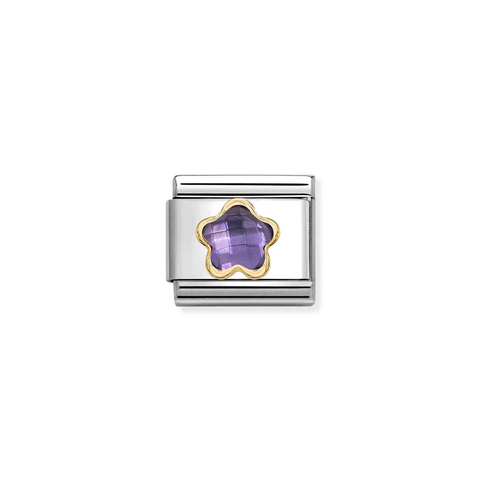 Charm, Composable Classic Link, Purple CZ Flower