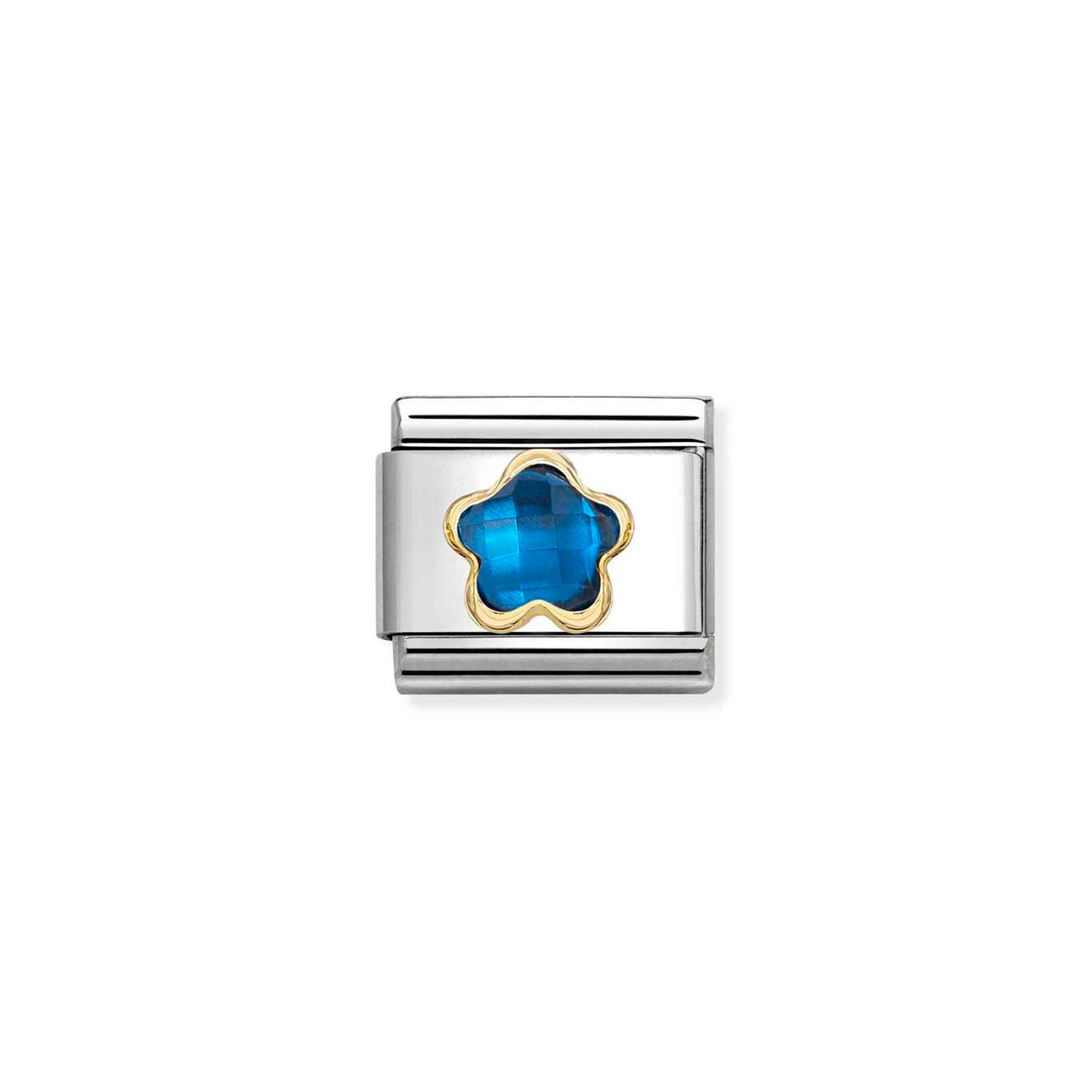 Charm, Composable Classic Link, Blue CZ Flower