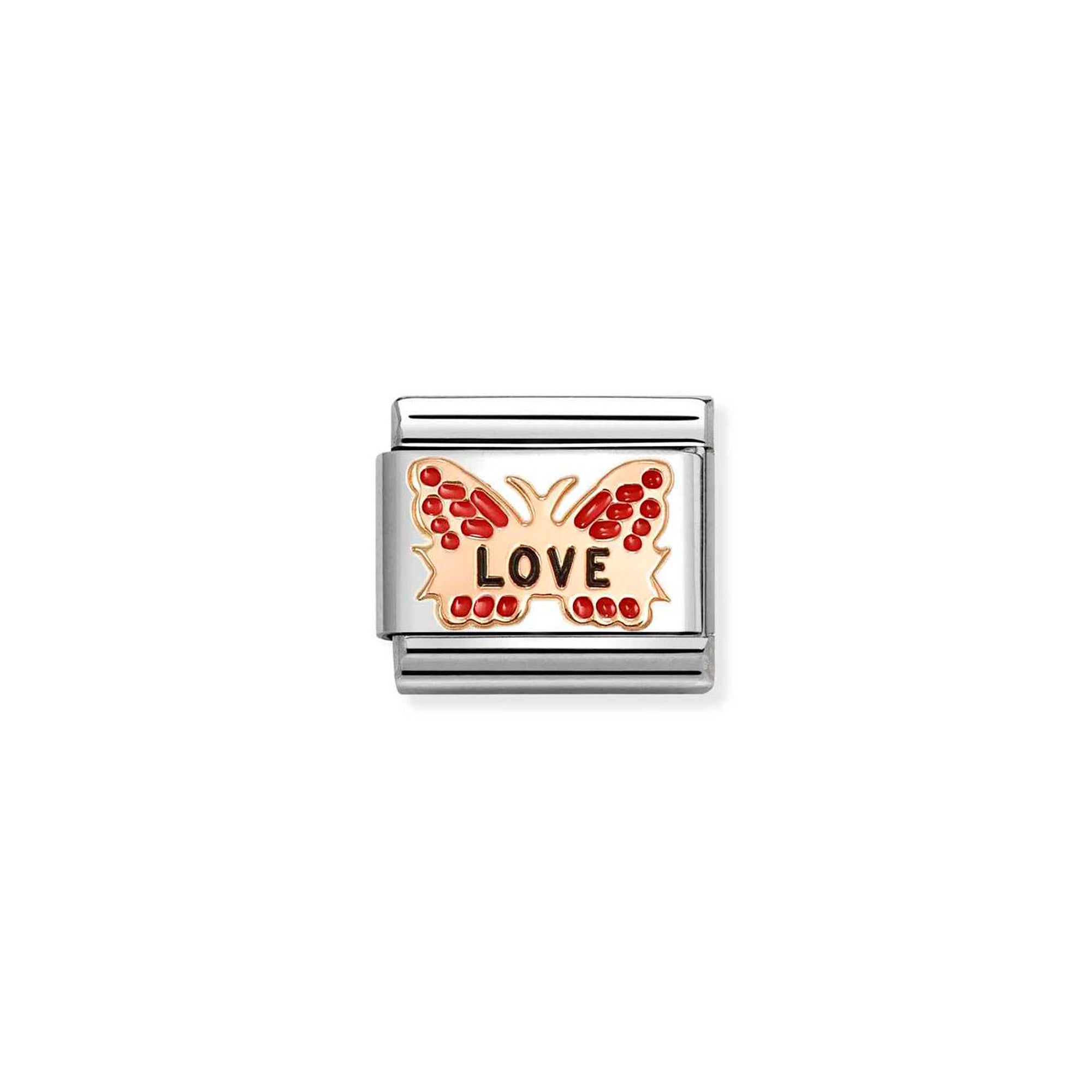 Charm, Composable Classic Link, Red Butterfly LOVE