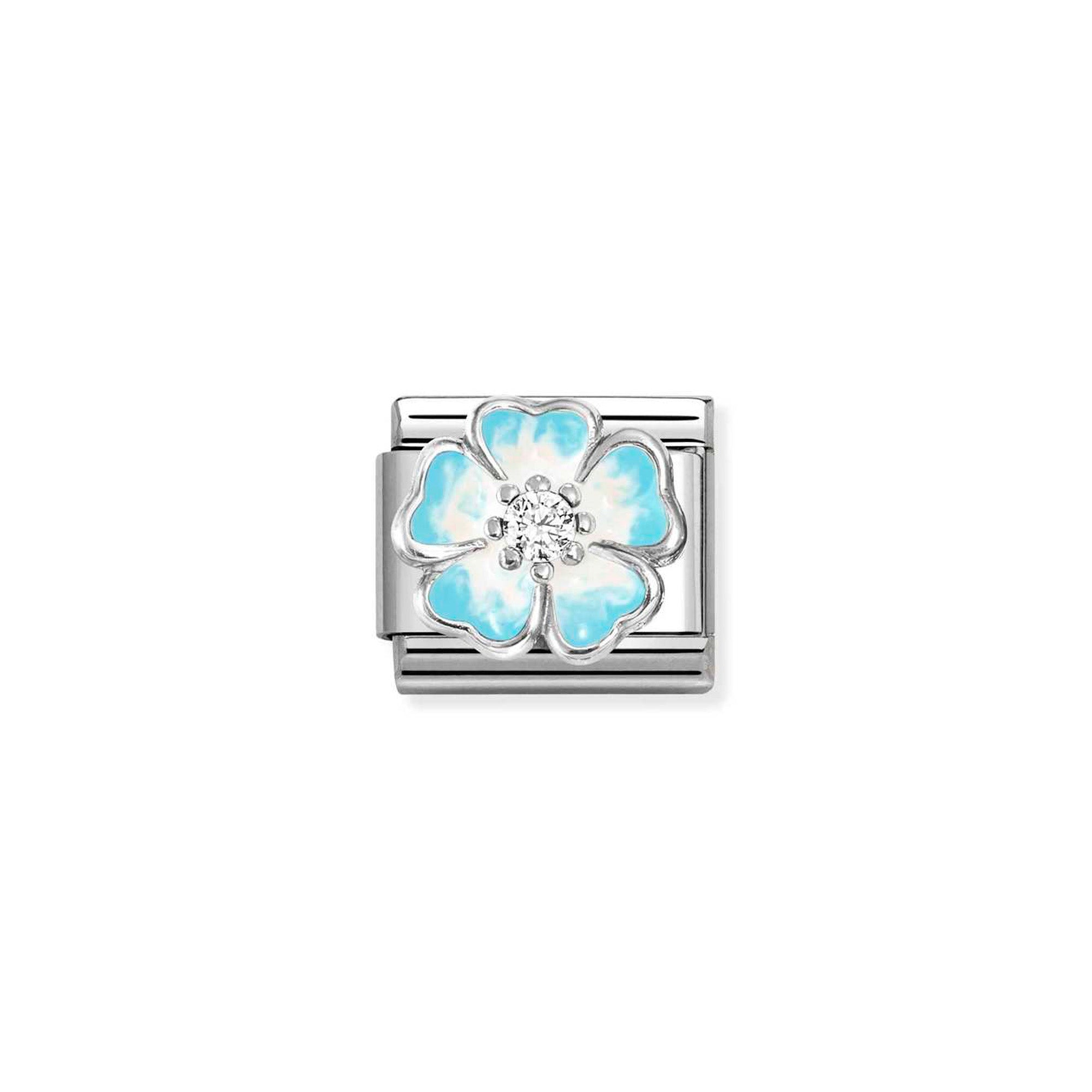 Charm, Composable Classic Link Flower Blue Fade with CZ