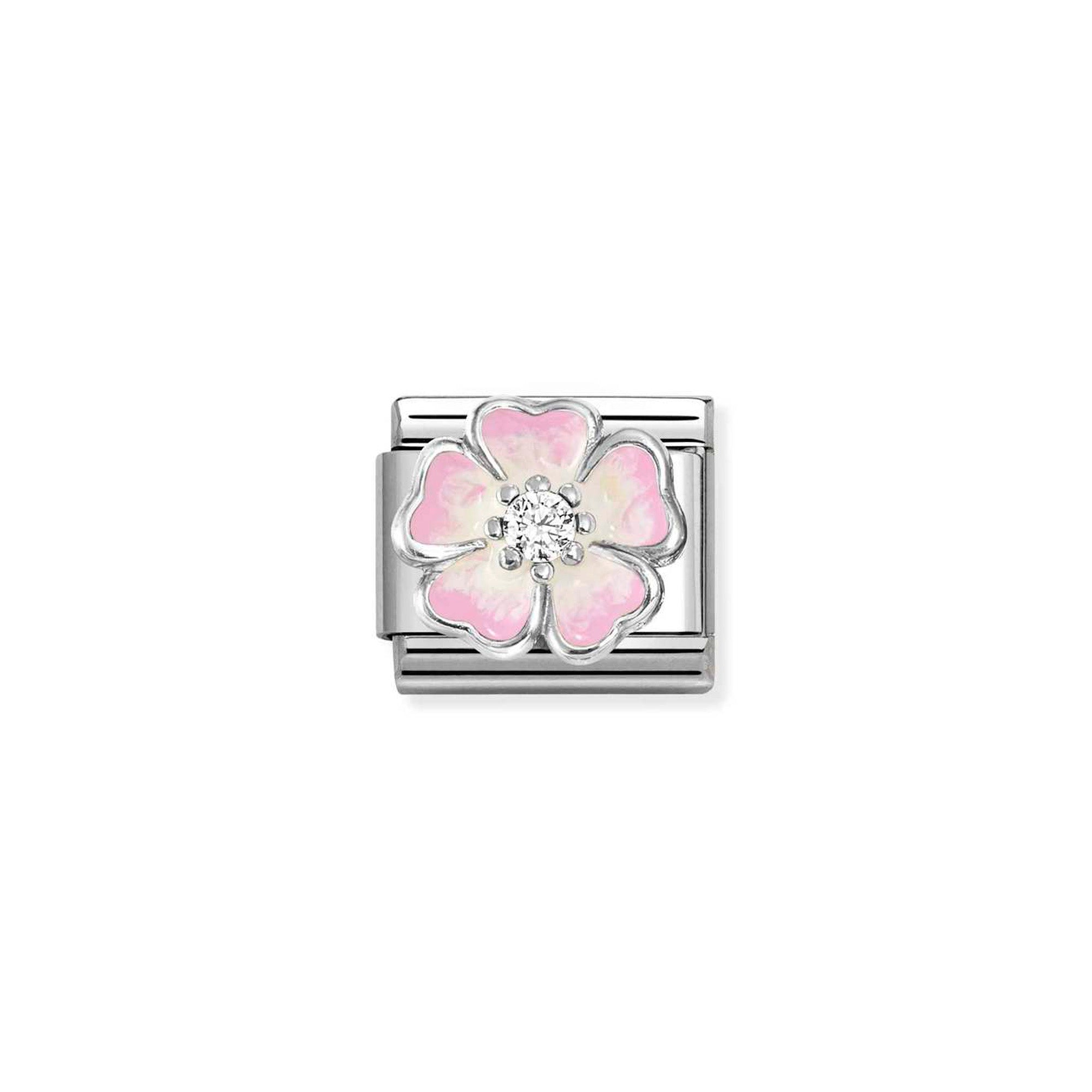 Charm, Composable Classic Link Flower Pink Fade with CZ