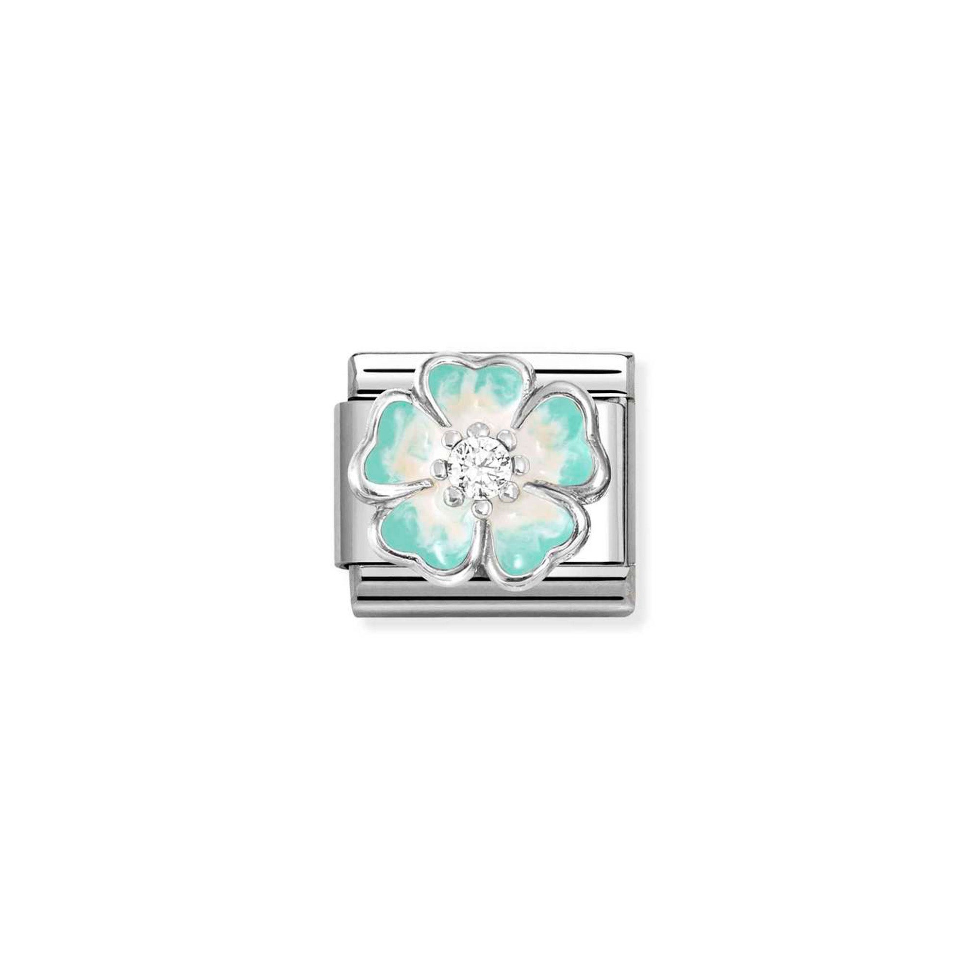 Charm, Composable Classic Link Flower Green Fade, CZ
