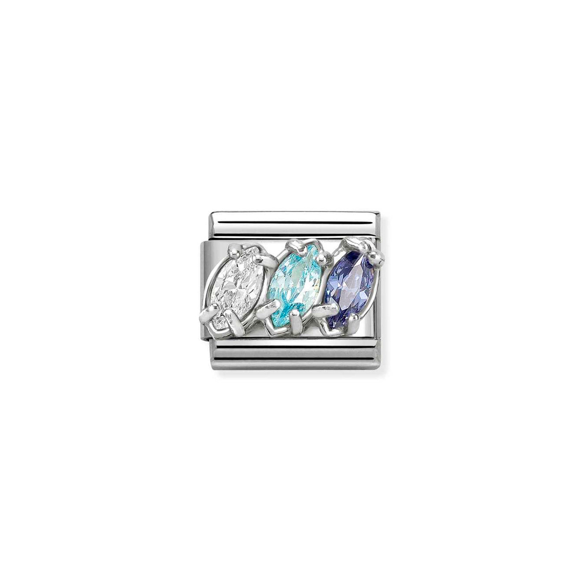 Charm, Composable Classic Link, Trilogy White/Blue CZ