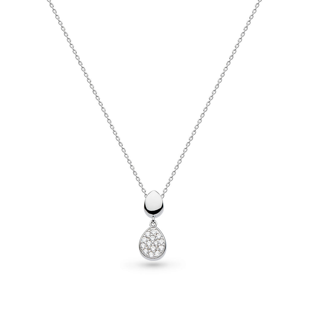 Coast Pebble Glisten Pave CZ Double Droplet Necklace