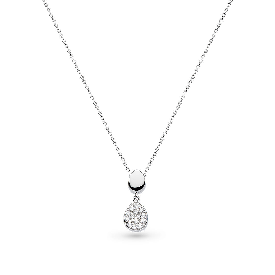 Coast Pebble Glisten Pave CZ Double Droplet Necklace