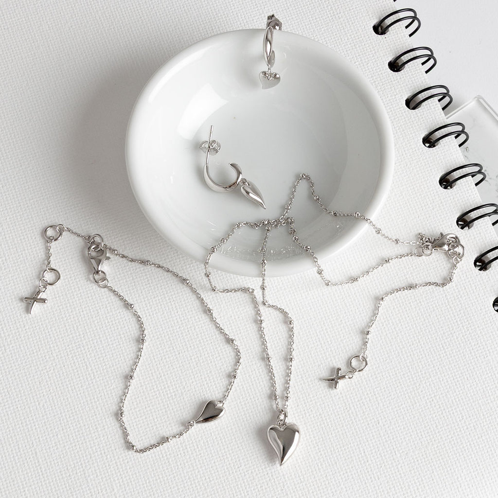 Desire Kiss Midi Heart Ball Chain Necklace