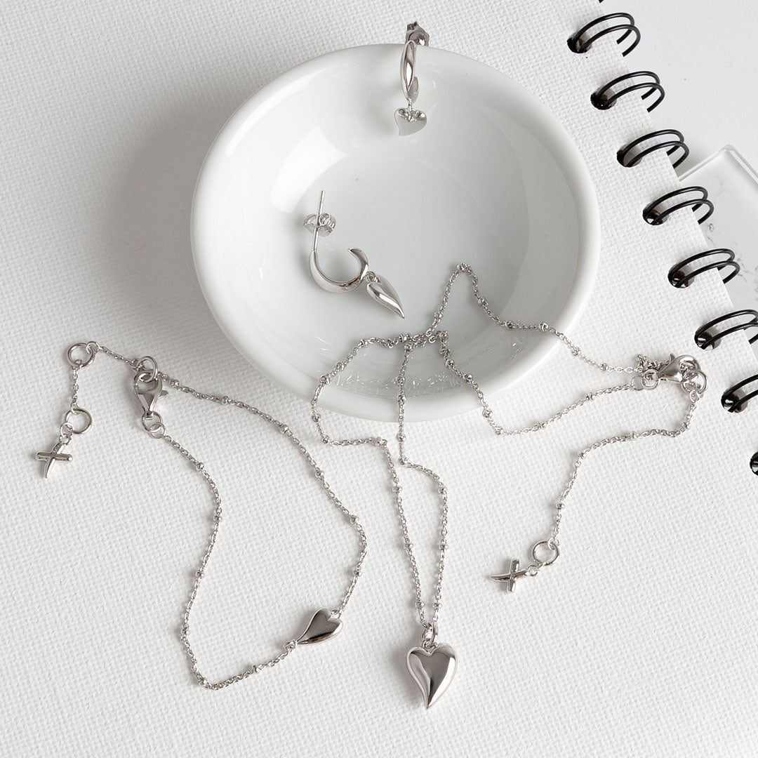 Desire Kiss Midi Heart Ball Chain Necklace