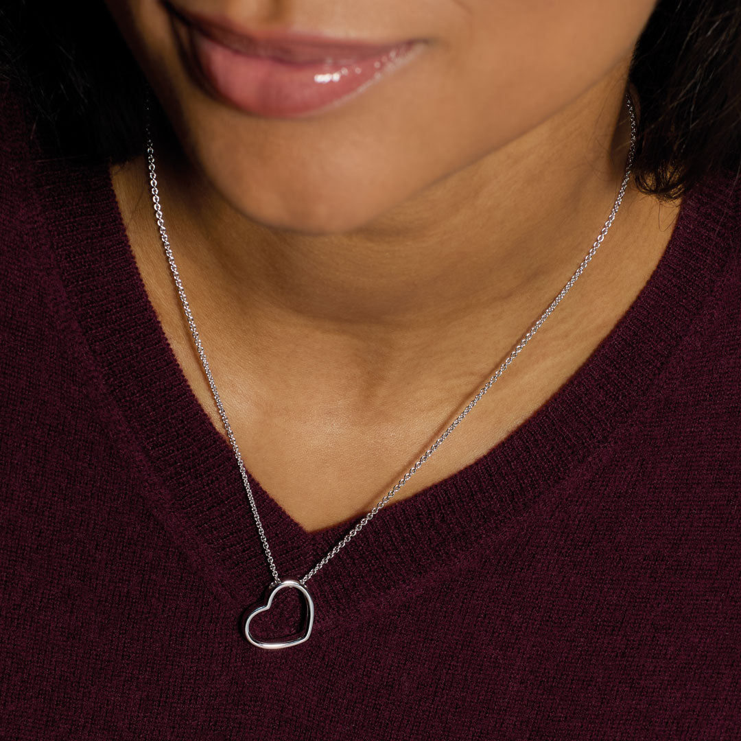 Love Silver Heart Outline Necklace