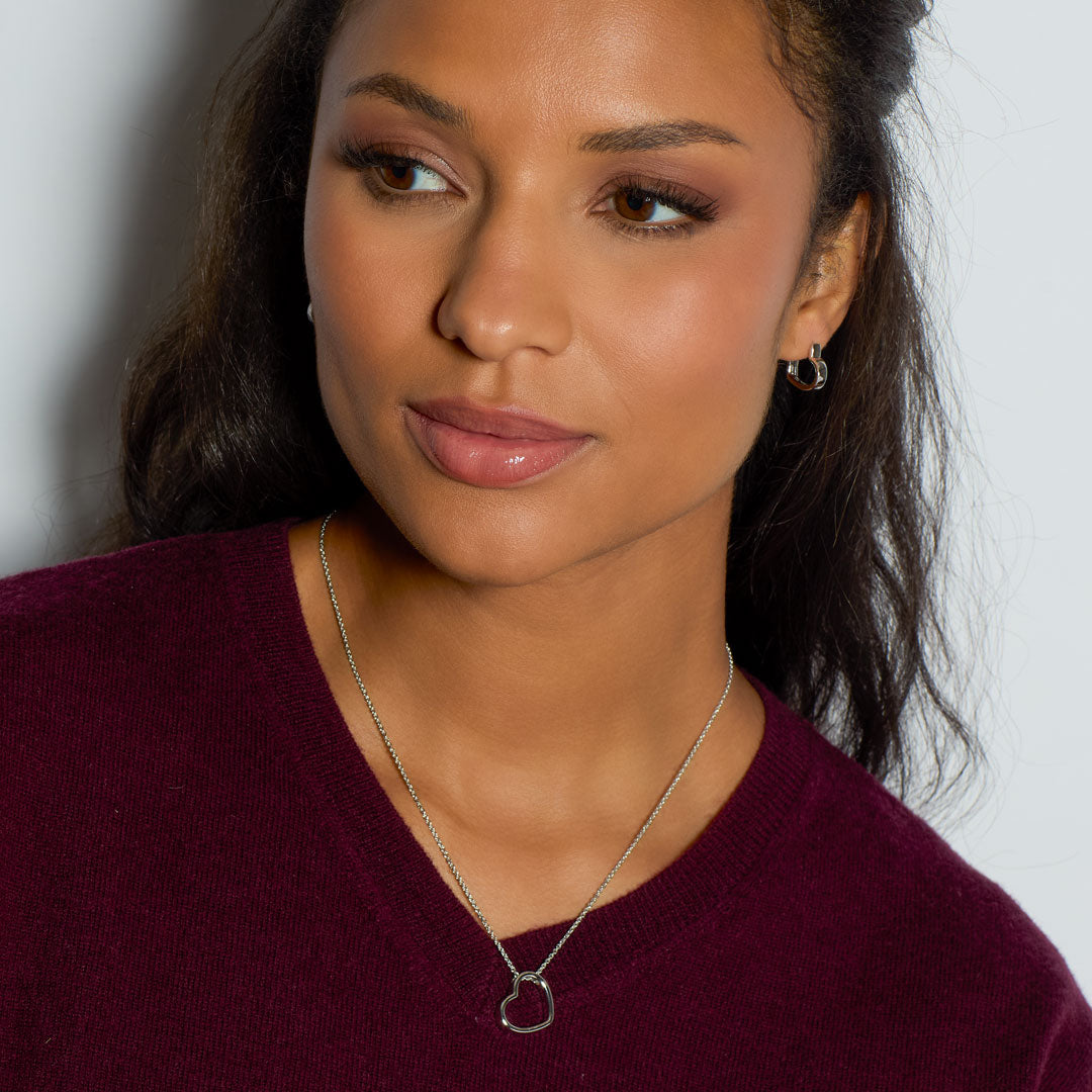 Love Silver Heart Outline Necklace