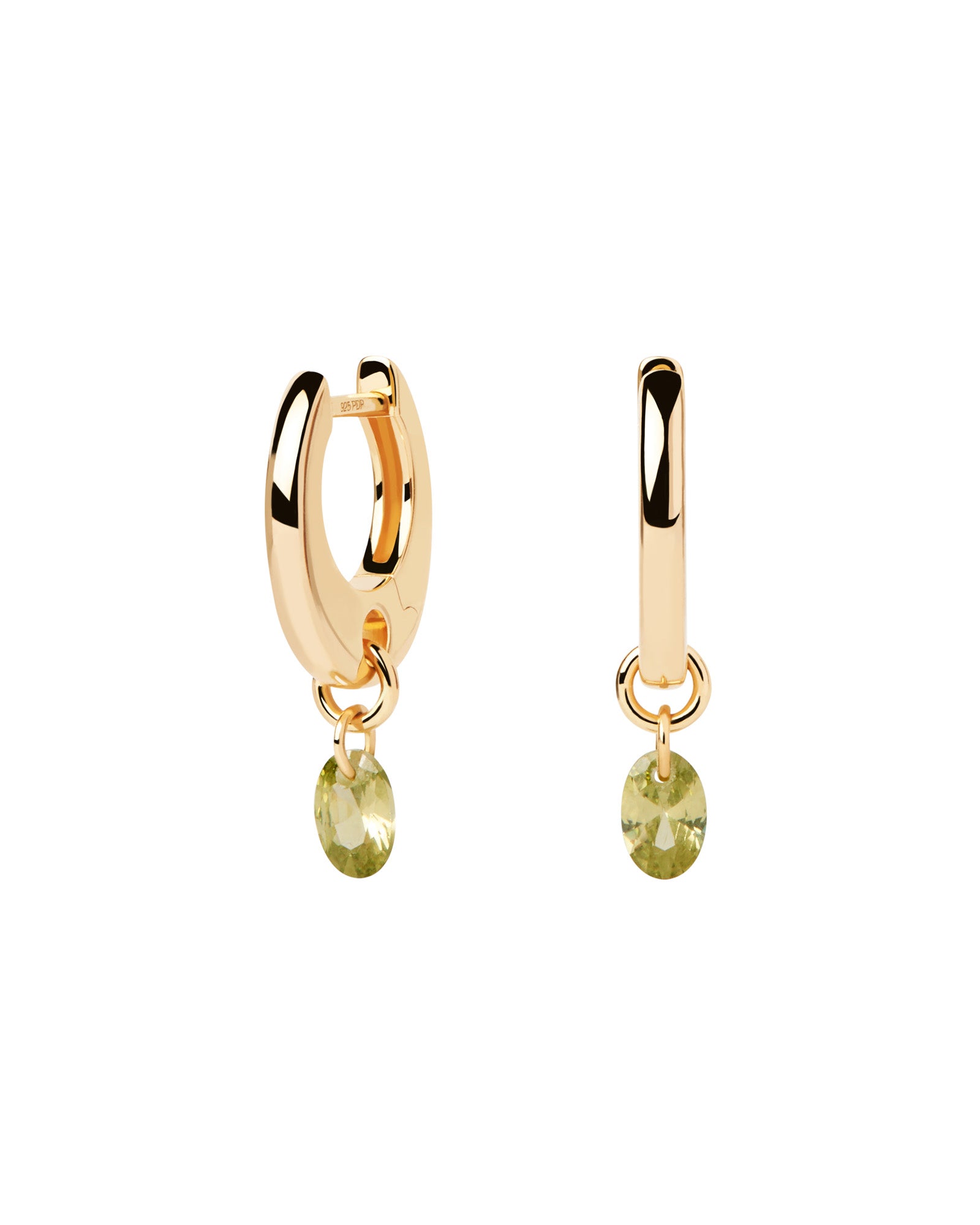 Green 18k Gold-Plated Lily Hoops
