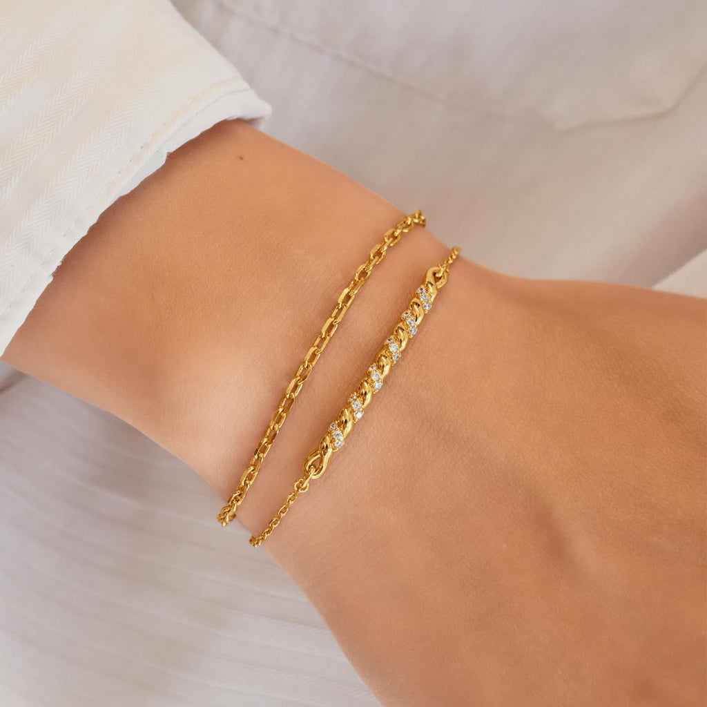 Gold Twisted Bar Bracelet