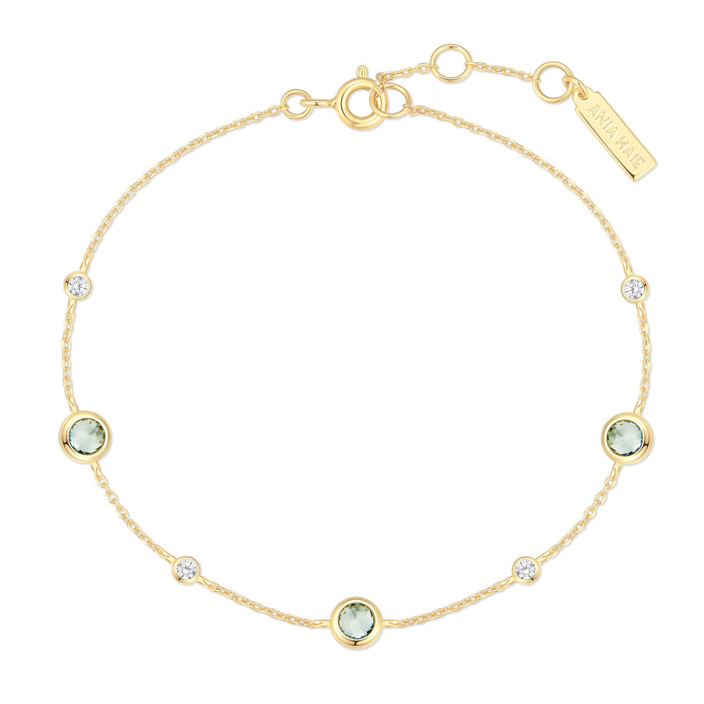 Gold Mint Green Station Bracelet