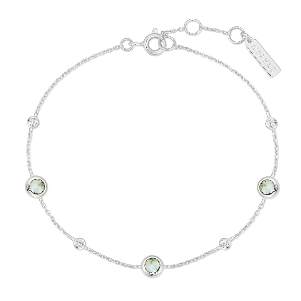 Silver Mint Green Station Bracelet