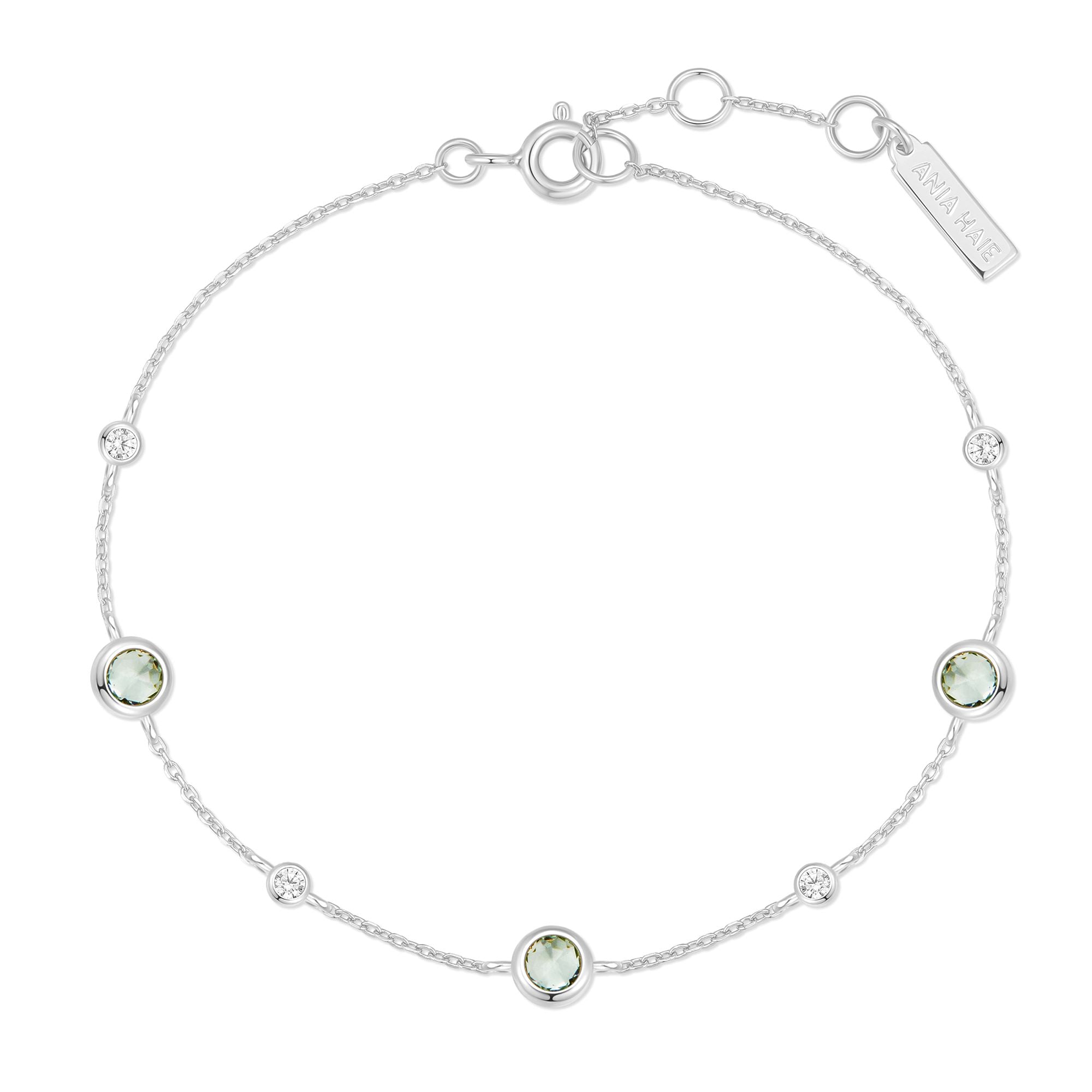 Silver Mint Green Station Bracelet