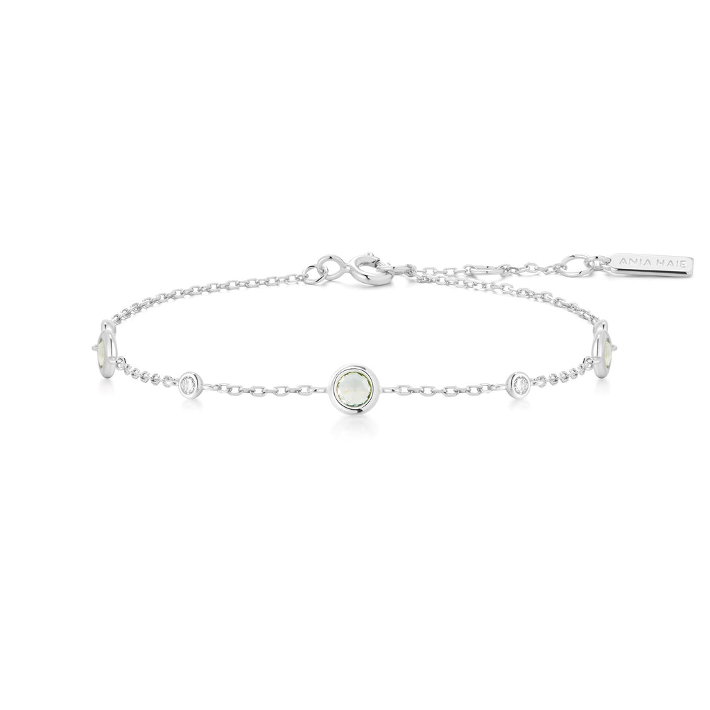 Silver Mint Green Station Bracelet