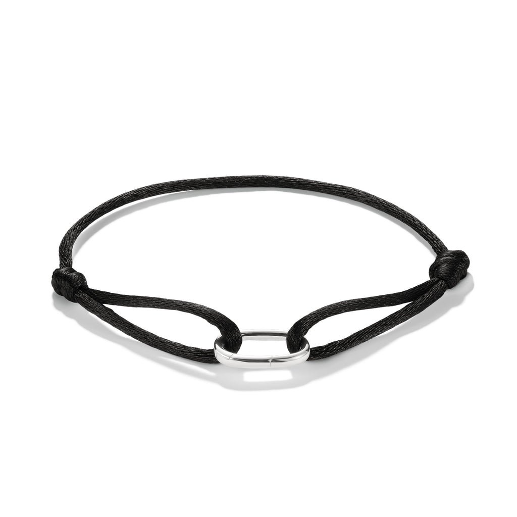 Silver Textile Bracelet Black Connect