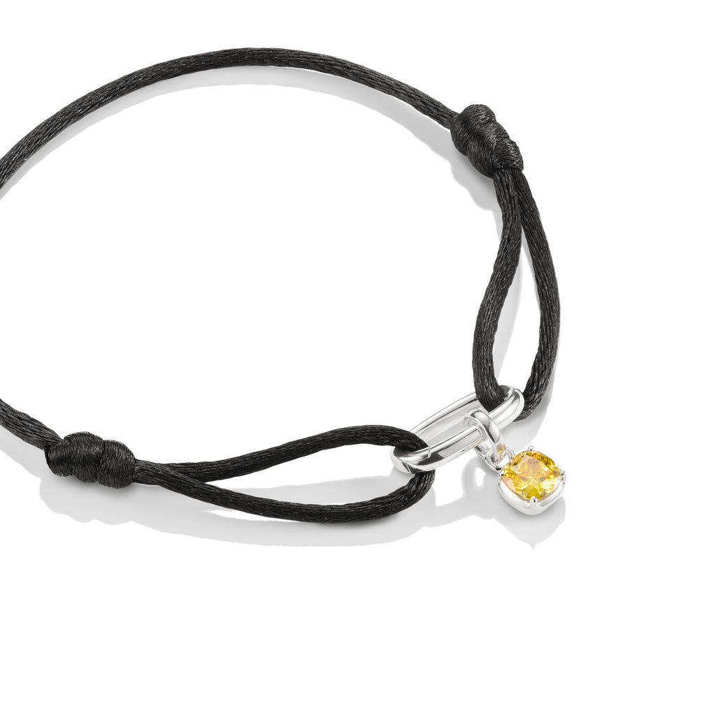 Silver Textile Bracelet Black Connect