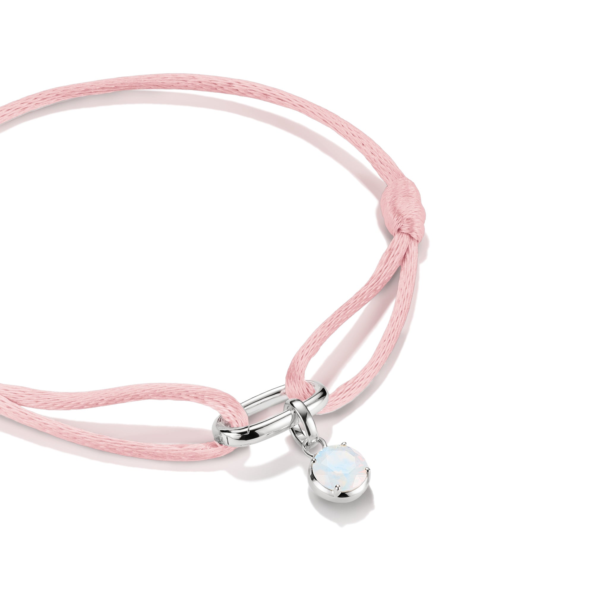 Silver Textile Bracelet Pink Connect