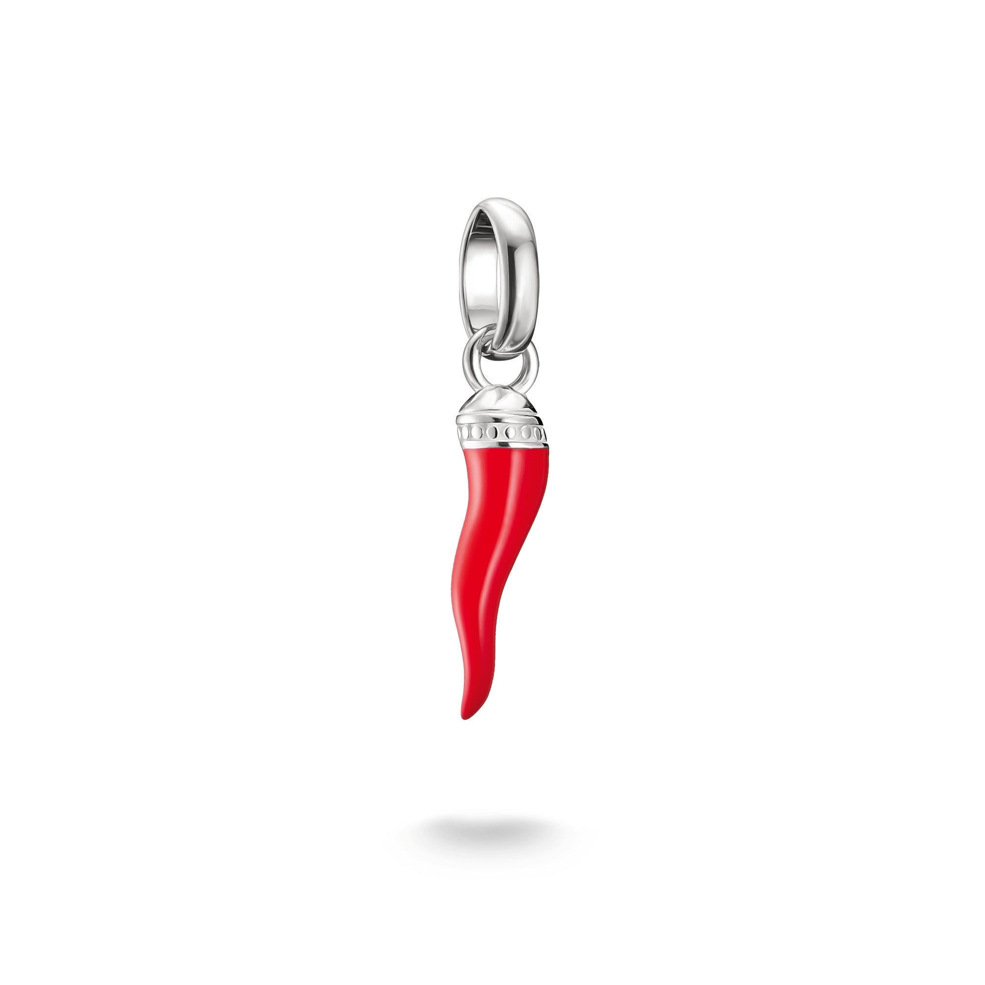 Silver Charm Pendant Cornicello Red Connect
