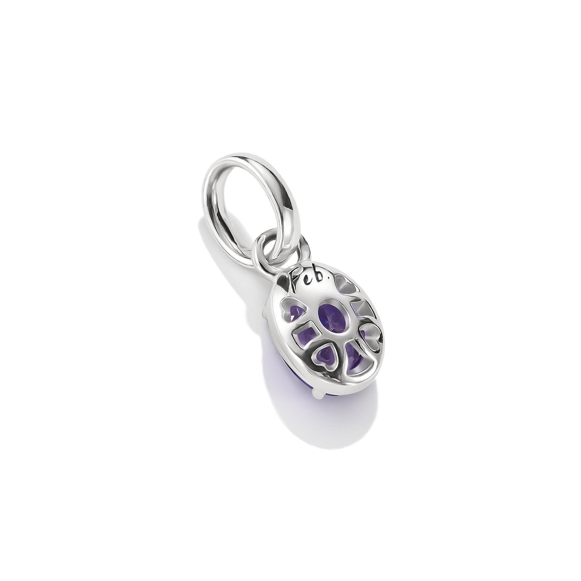 Silver Charm Pendant Birthstone February Connect
