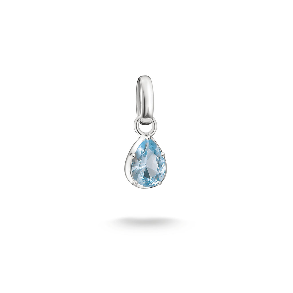 Silver Charm Pendant Birthstone March Connect