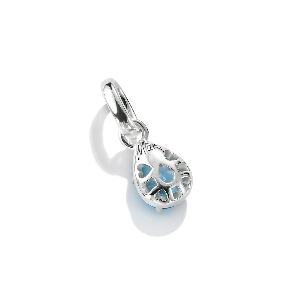 Silver Charm Pendant Birthstone March Connect