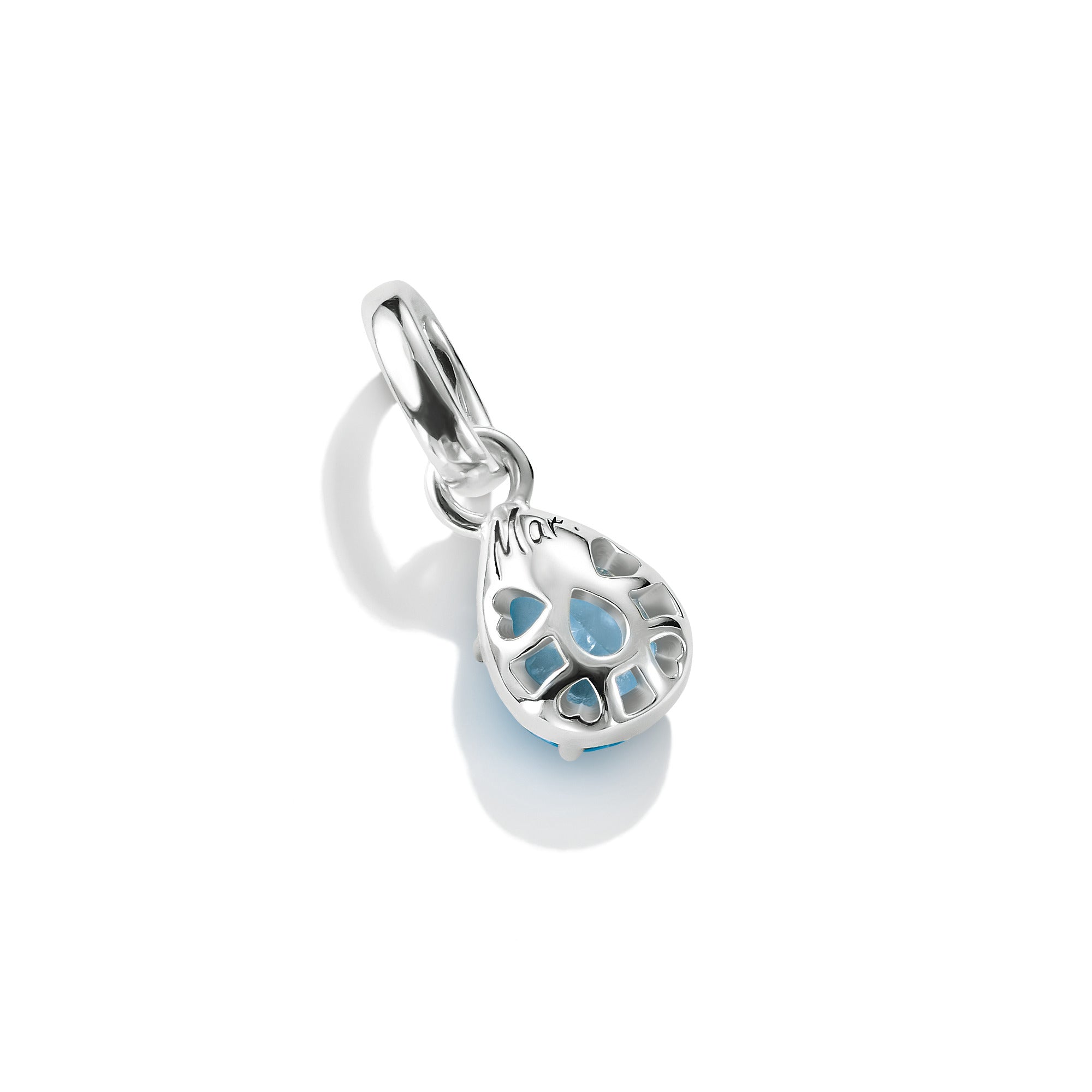 Silver Charm Pendant Birthstone March Connect