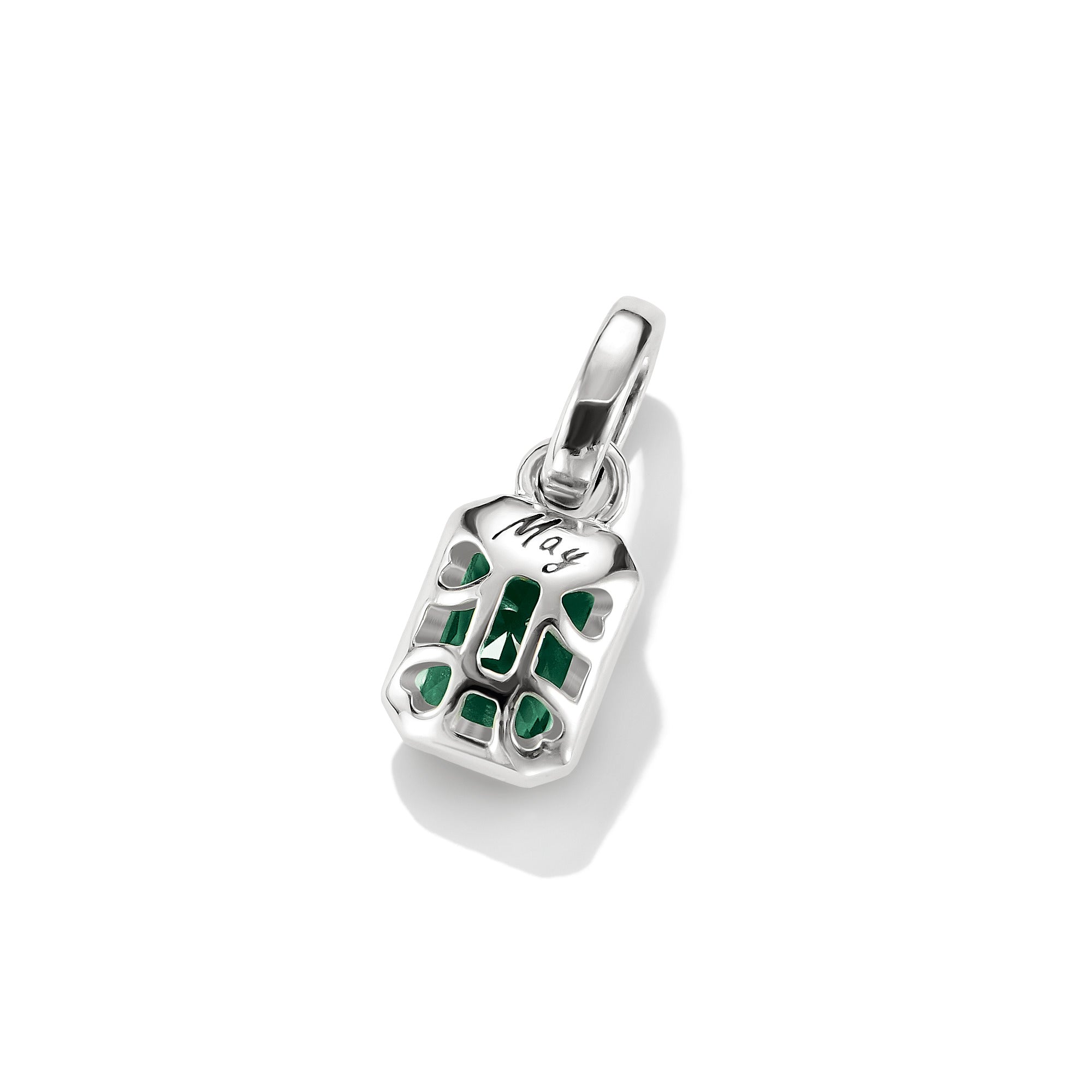 Silver Charm Pendant Birthstone May Connect