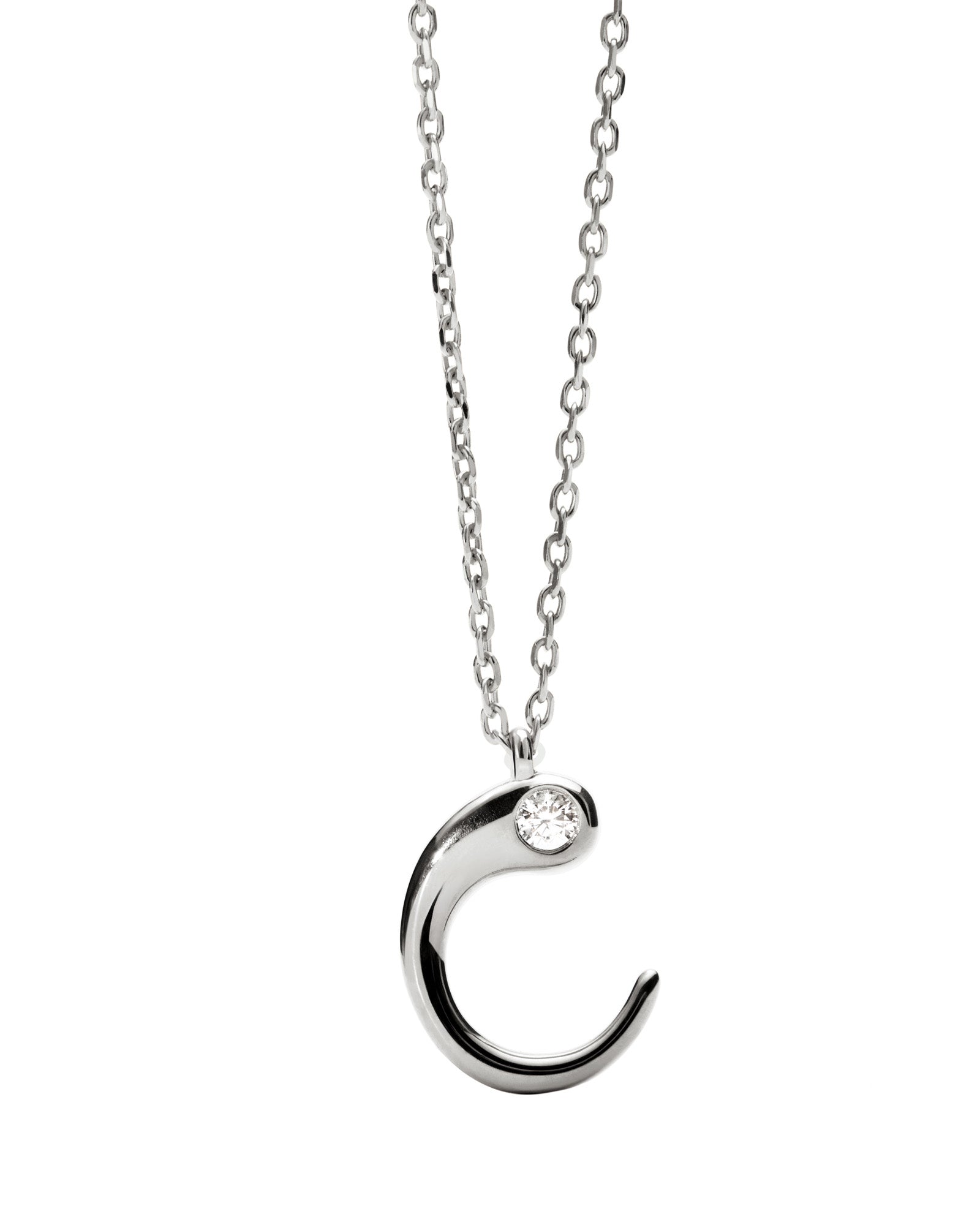 C Initial Silver Pendant Necklace