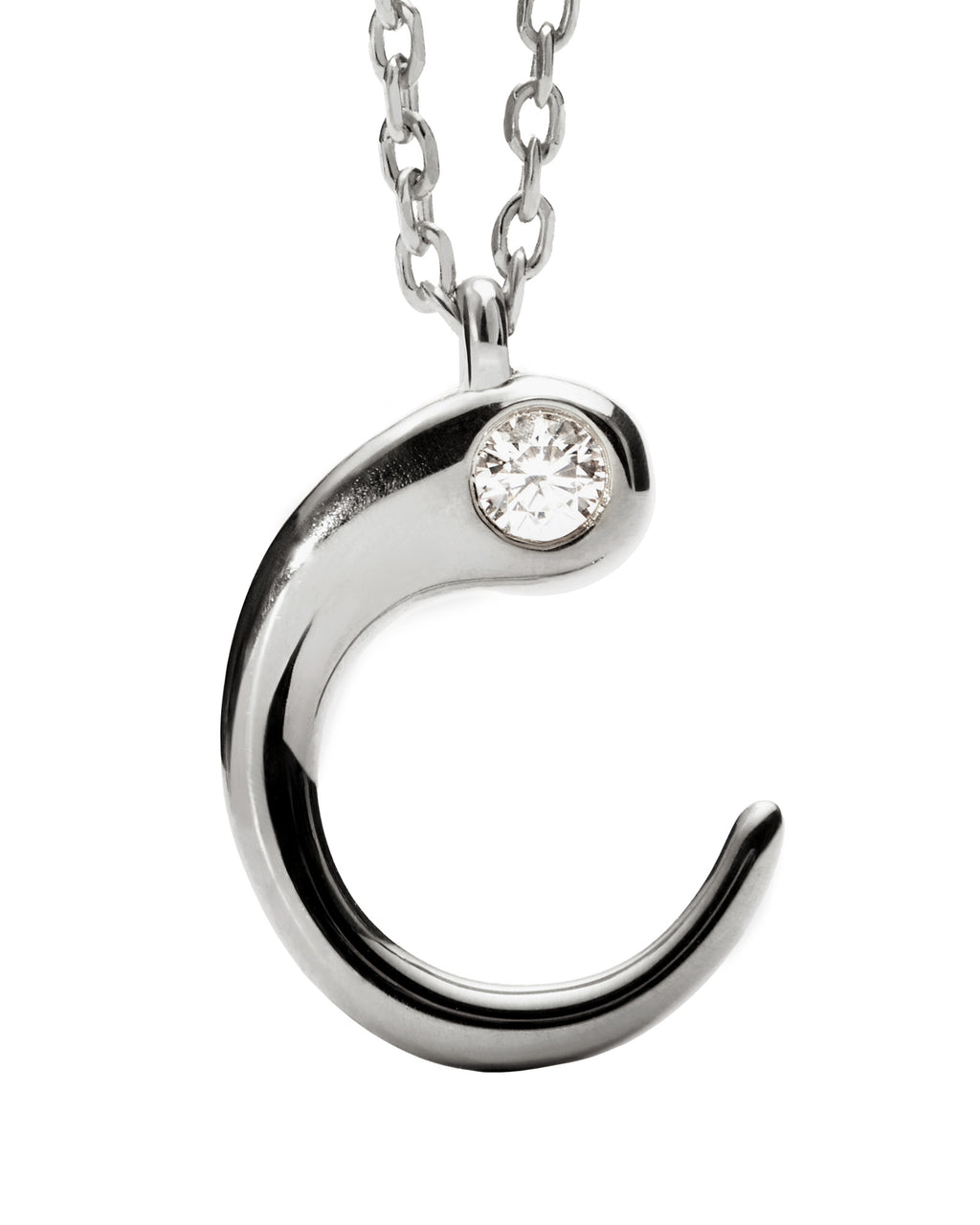 C Initial Silver Pendant Necklace
