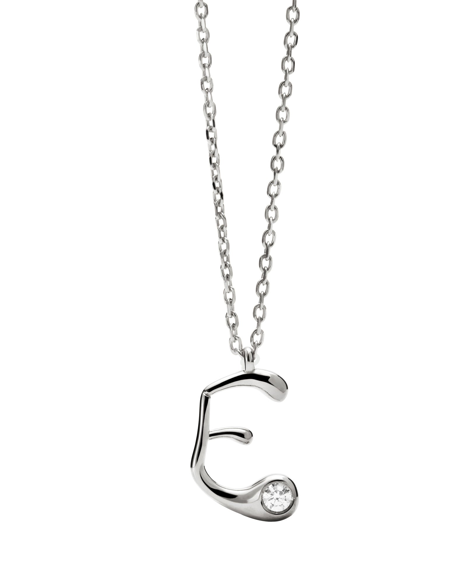 E Initial Silver Pendant Necklace