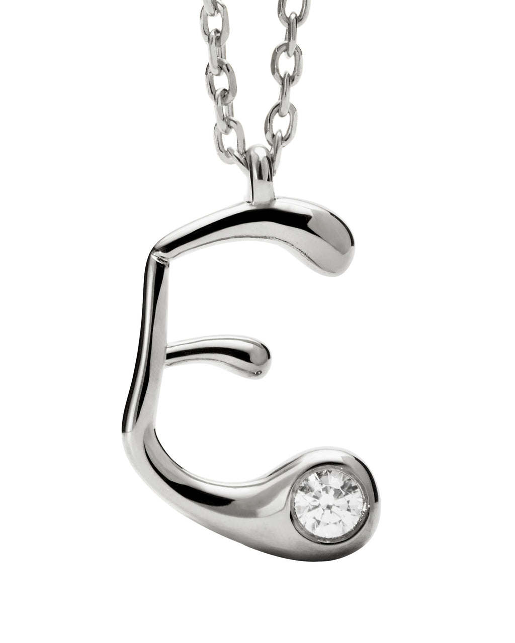 E Initial Silver Pendant Necklace