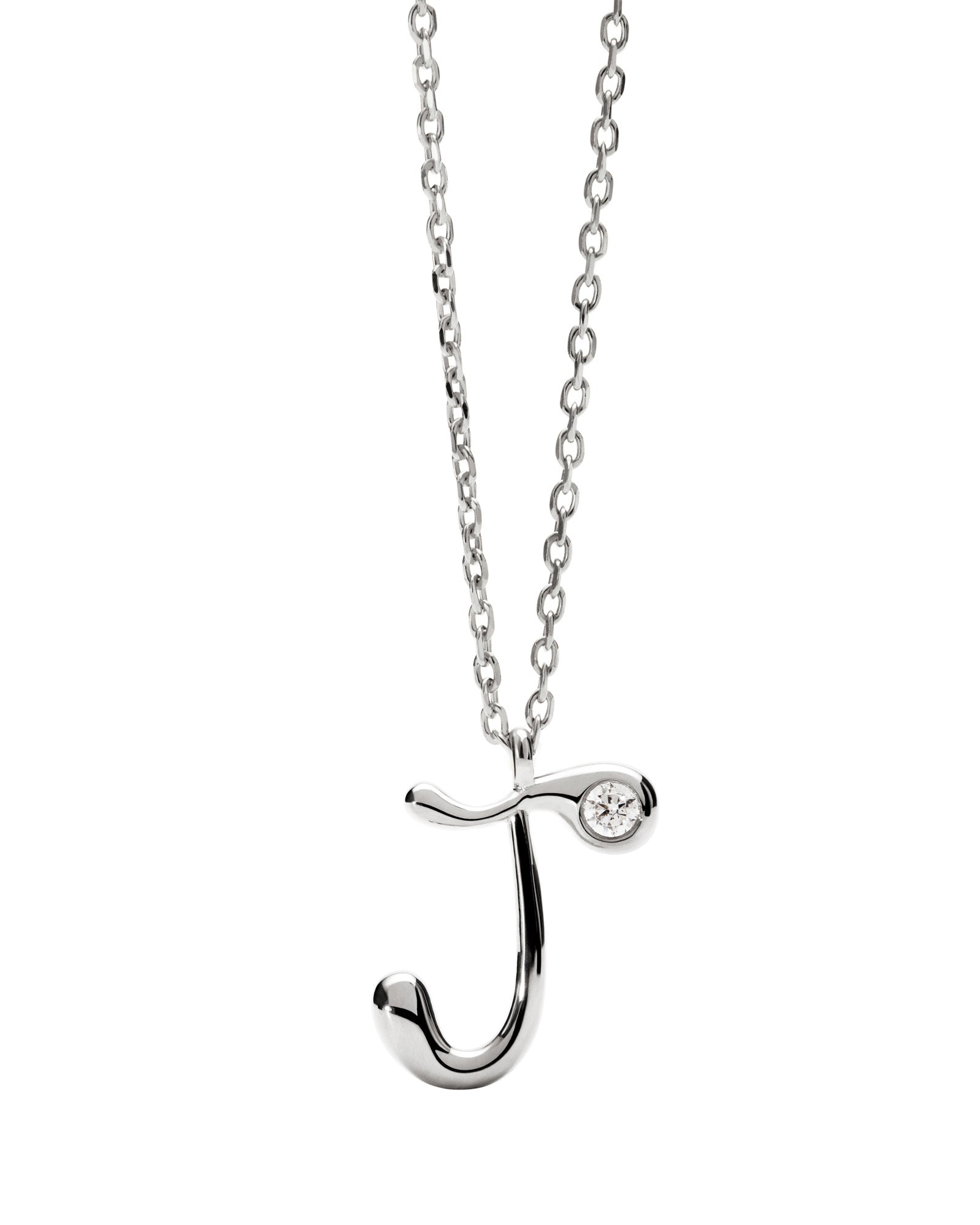 J Initial Silver Pendant Necklace
