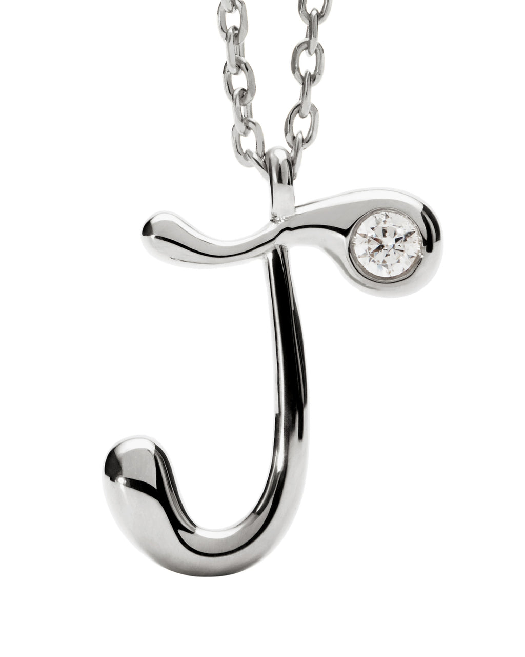 J Initial Silver Pendant Necklace