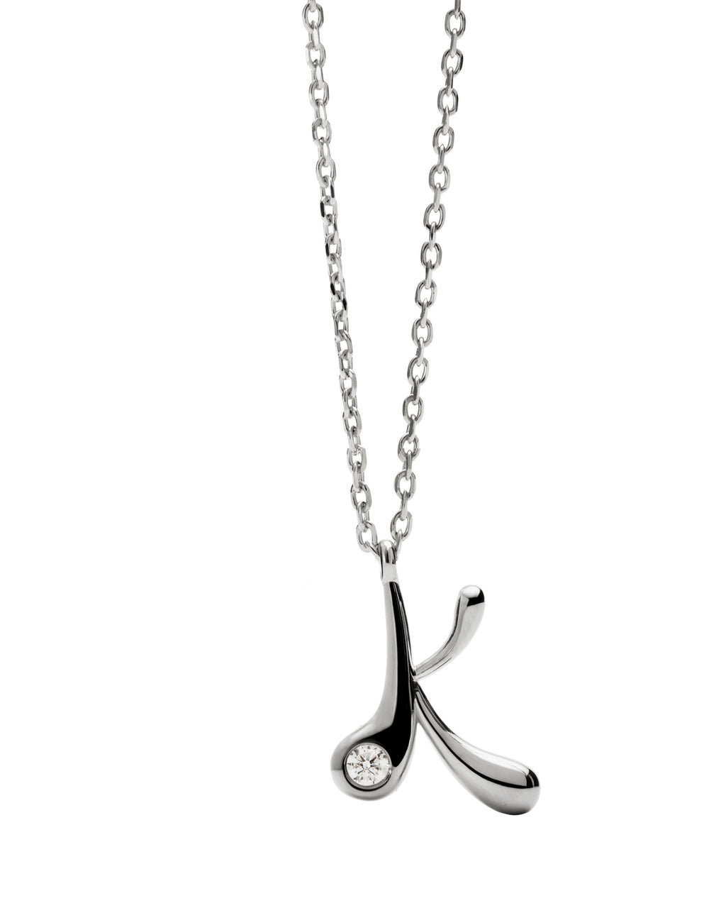 K Initial Silver Pendant Necklace