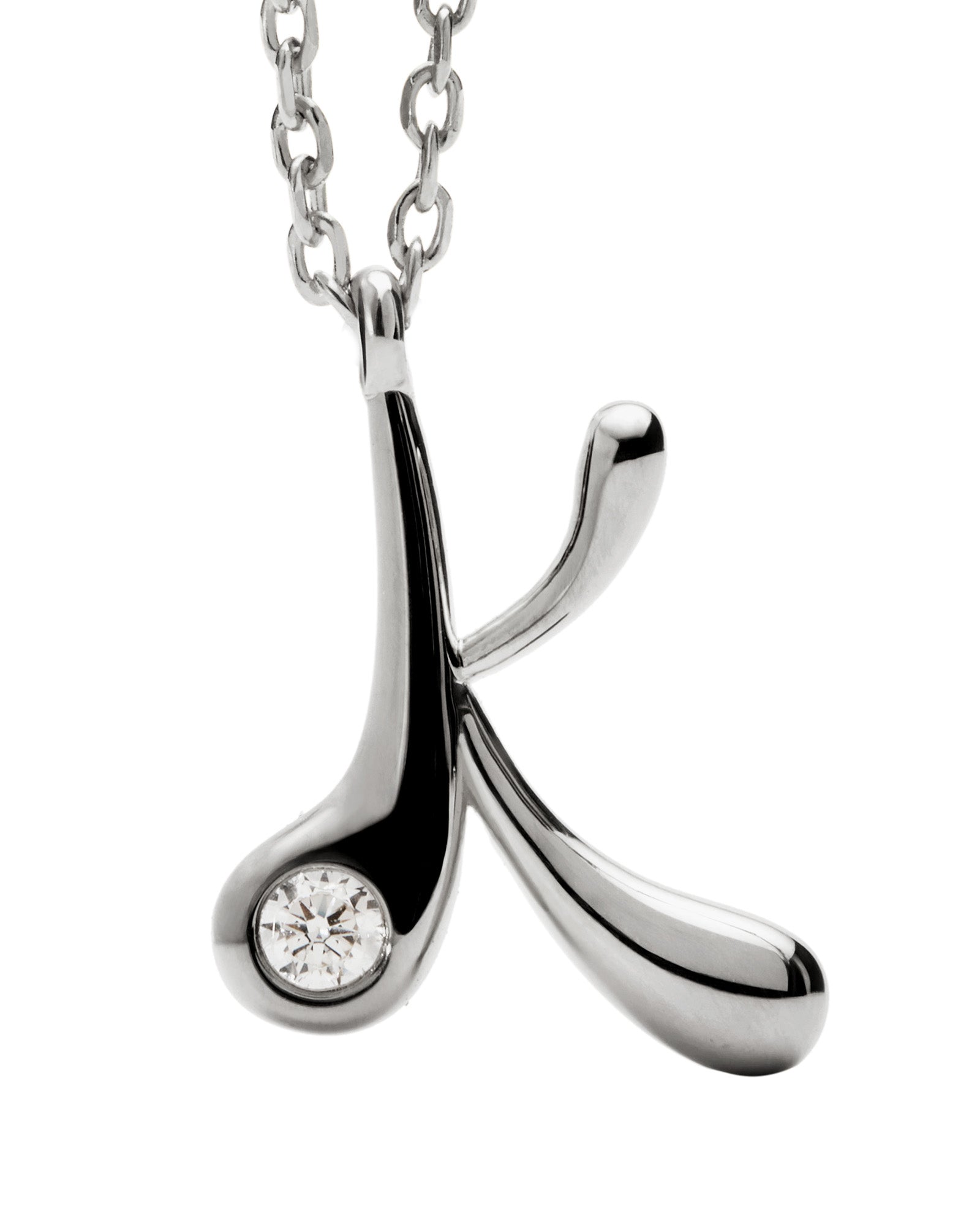 K Initial Silver Pendant Necklace