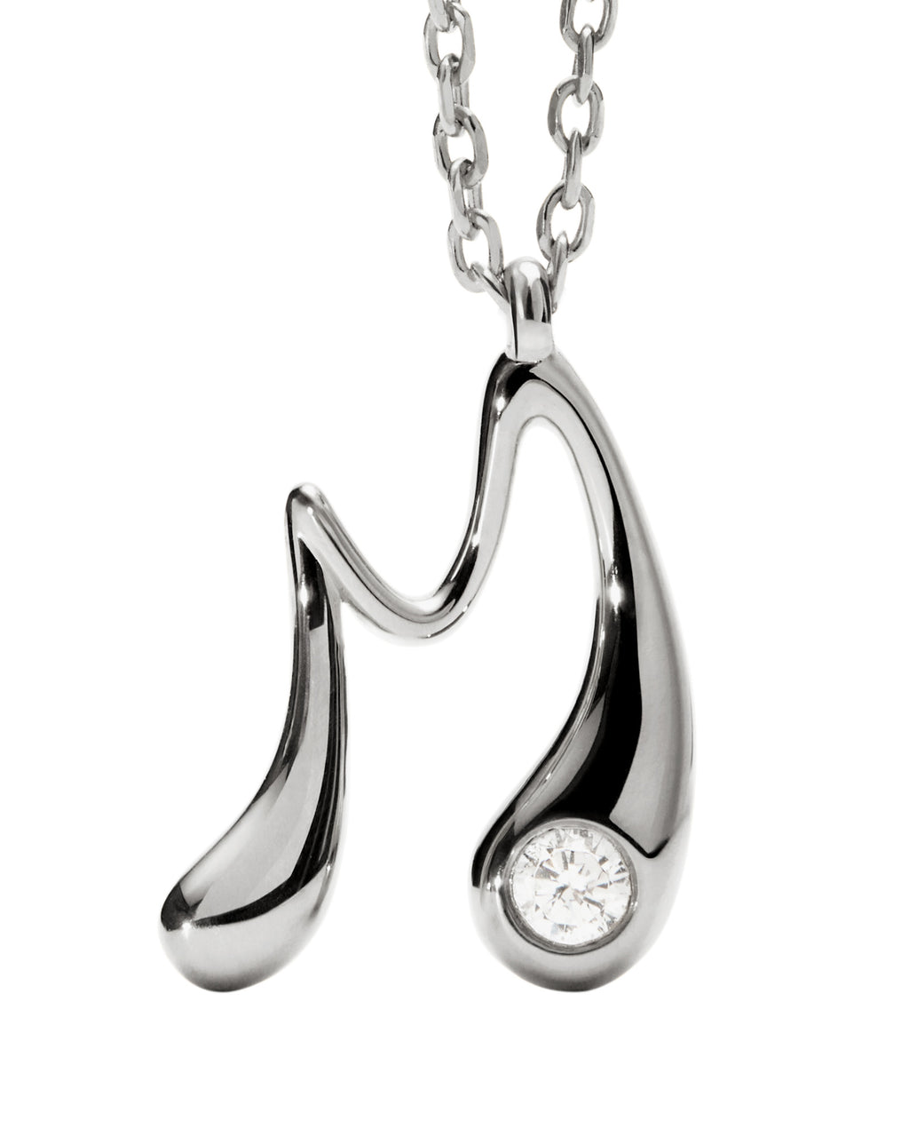 M Initial Silver Pendant Necklace