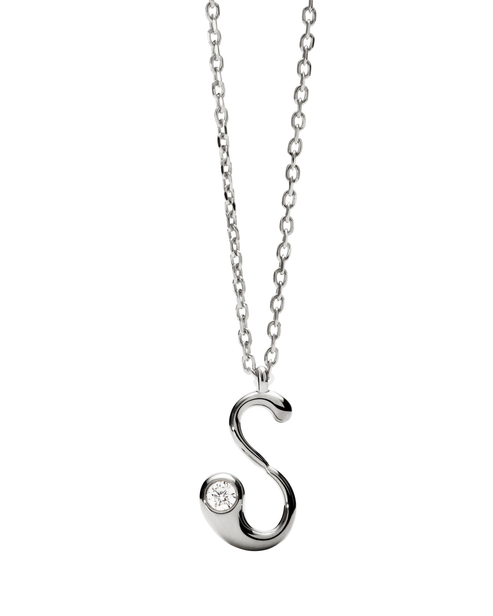 S Initial Silver Pendant Necklace