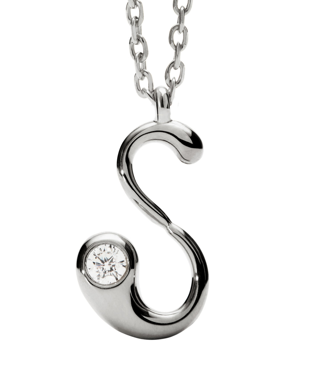 S Initial Silver Pendant Necklace